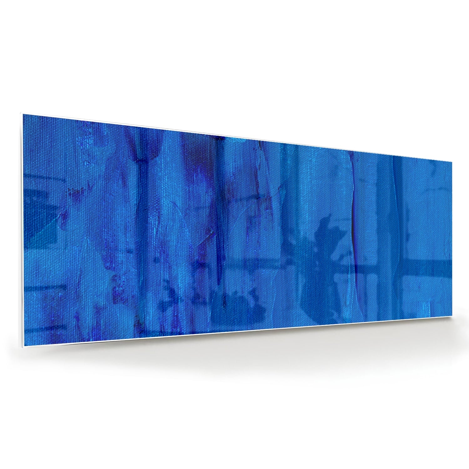 Abstract glazen schilderij in blauw, perfect voor moderne inrichting
