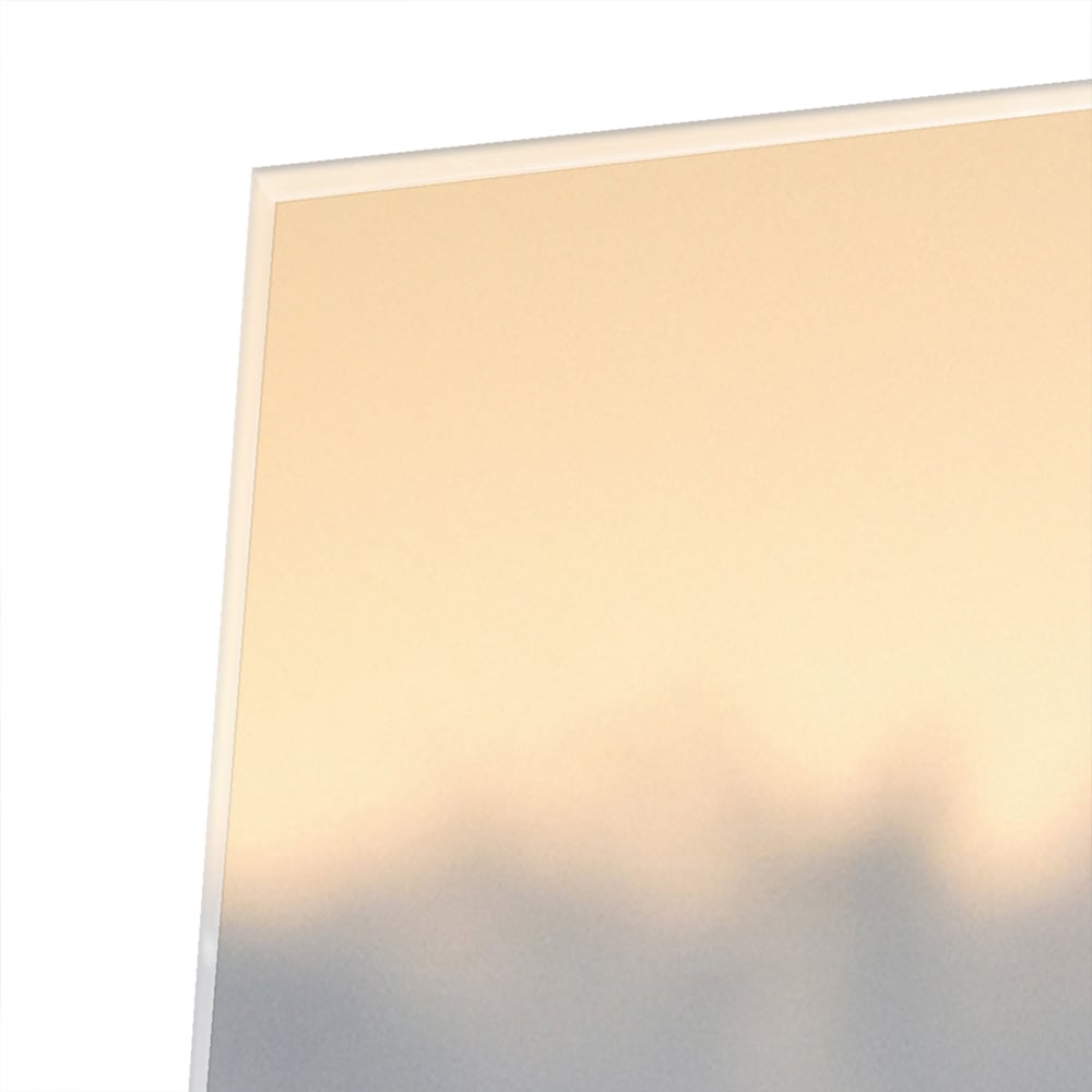 Glazen schilderij van pinguns aan zee met een zonsondergang op de achtergrond