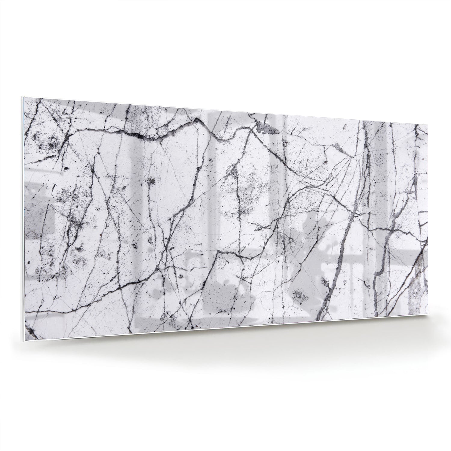 Abstract glazen schilderij met takkenstructuur in zwart-wit