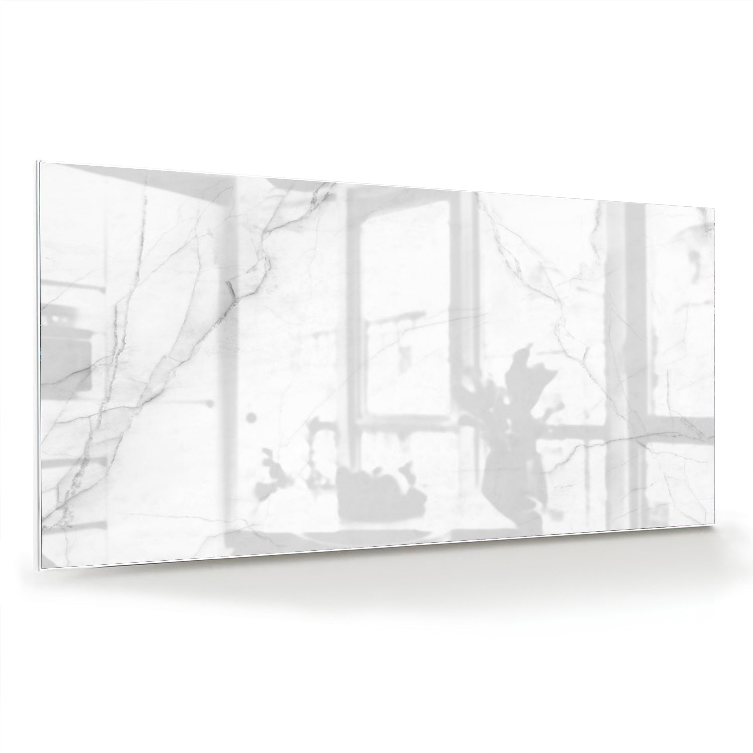Minimalistisch glazen schilderij met marmerstructuren in moderne woonkamer