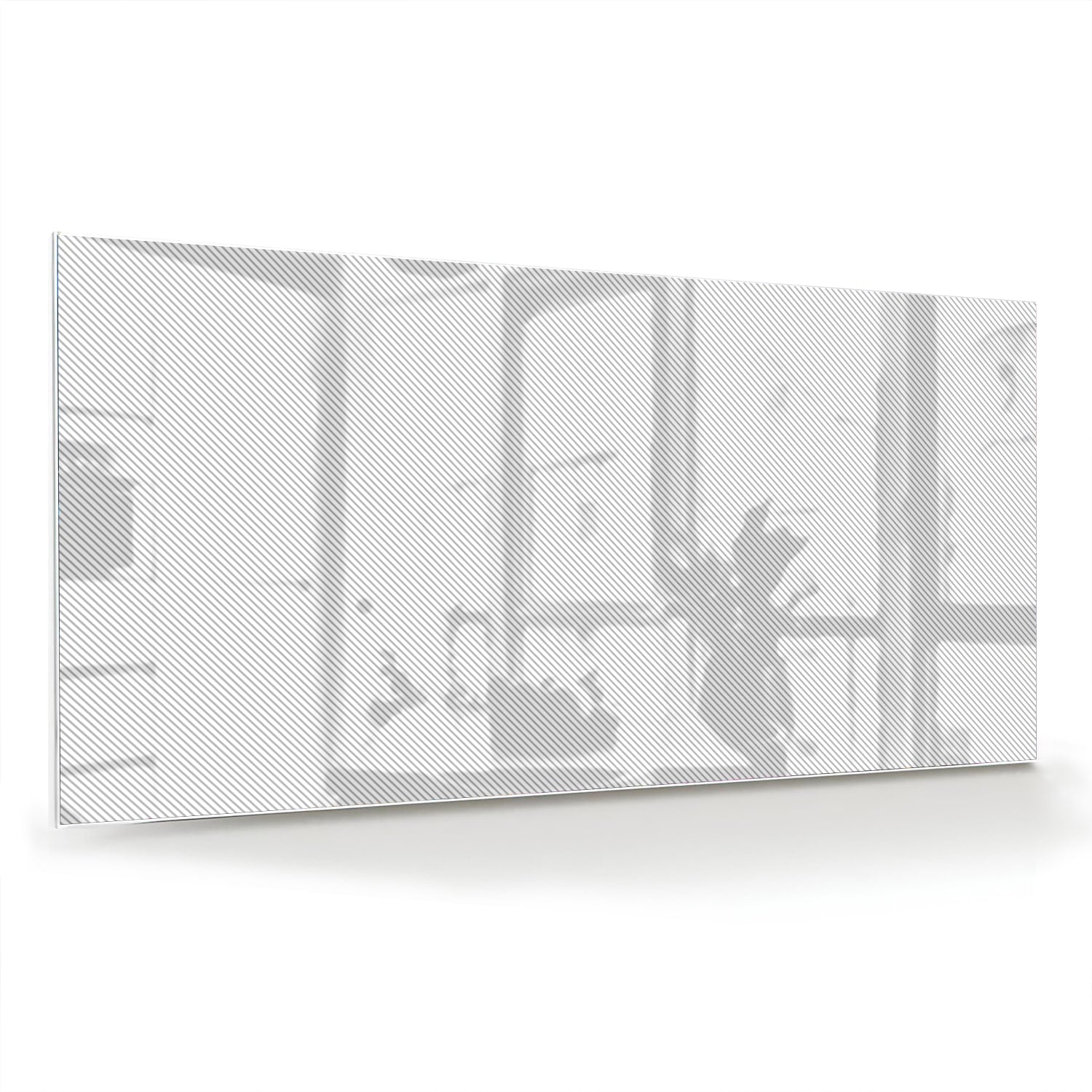 Stijlvol modern glazen schilderij in een lichte woonkamer.