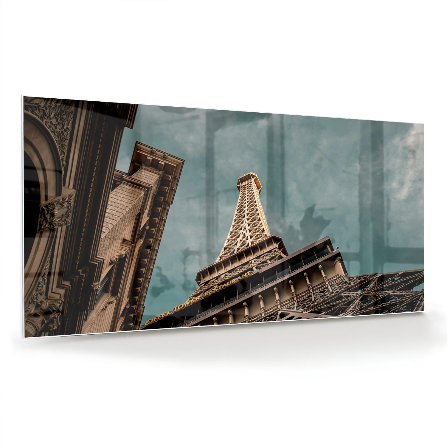 Glas schilderij van de Eiffeltoren met een luxe uitstraling