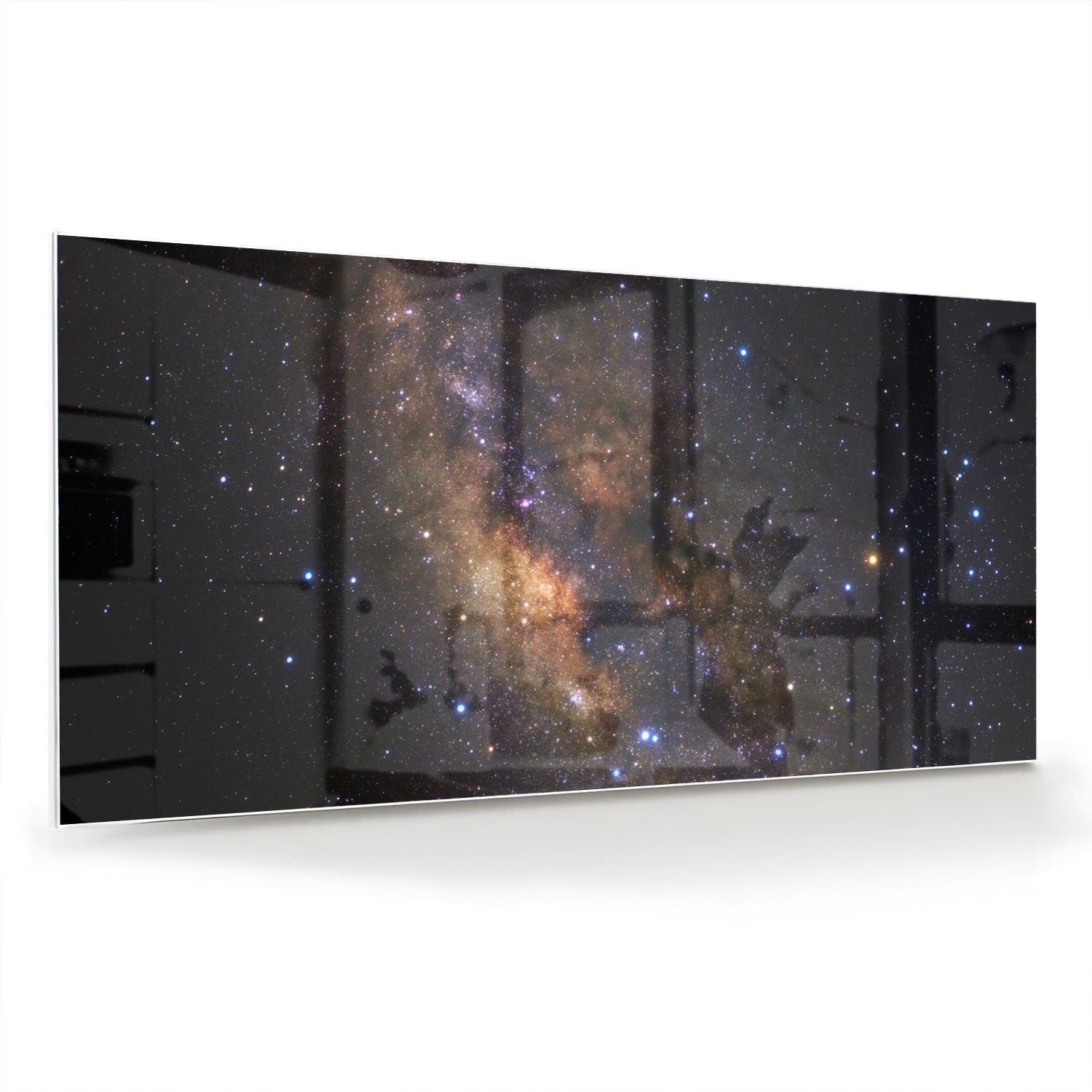 Glazen schilderij van het universum met sterren en nevels