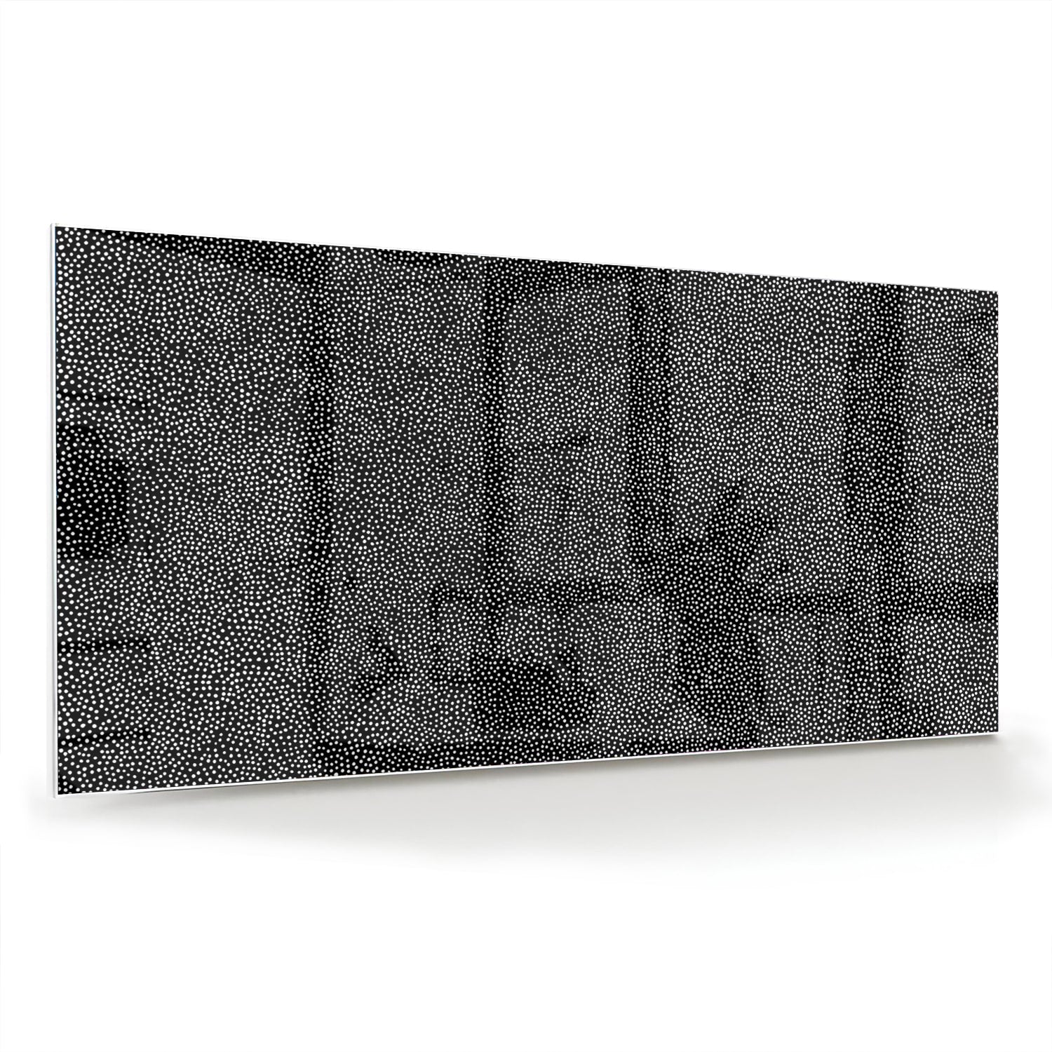 Abstract glazen schilderij in zwart-wit aan de muur