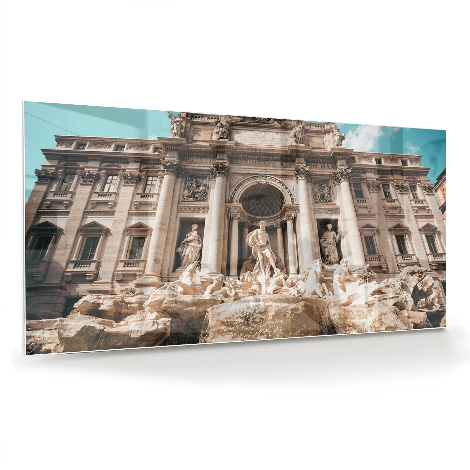 Glazen schilderij van de Trevi-fontein in Rome, prachtig weergegeven.
