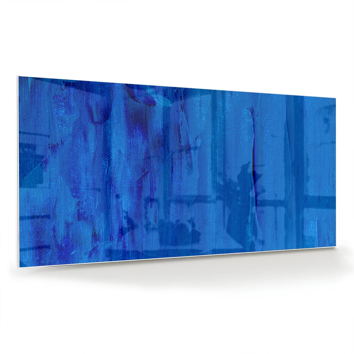 Abstract glazen schilderij in blauw, perfect voor moderne inrichting