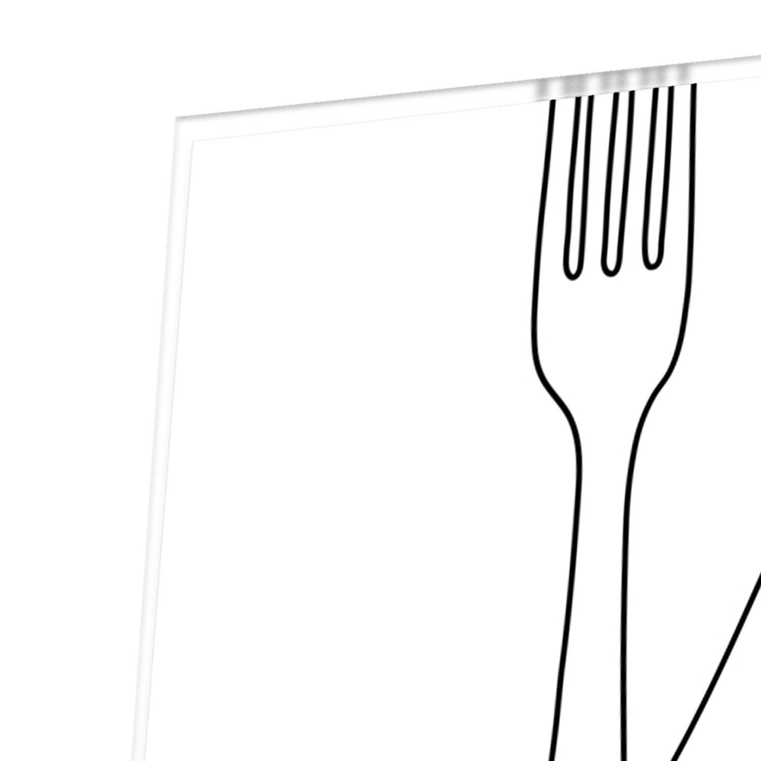 Minimalistisch glazen schilderij met een fork en mes ontwerp