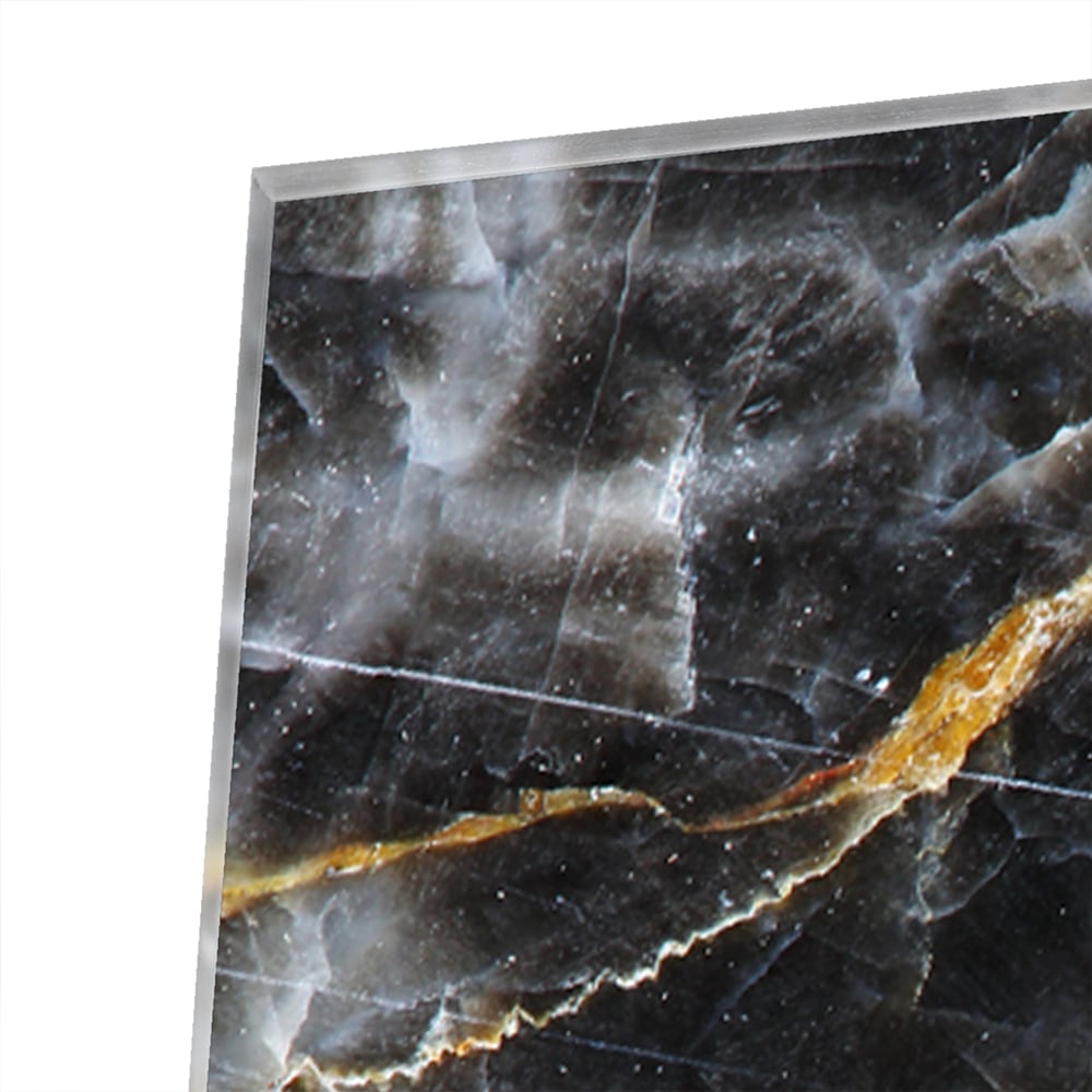 Elegant glazen schilderij met marmerpatroon in zwart en goud