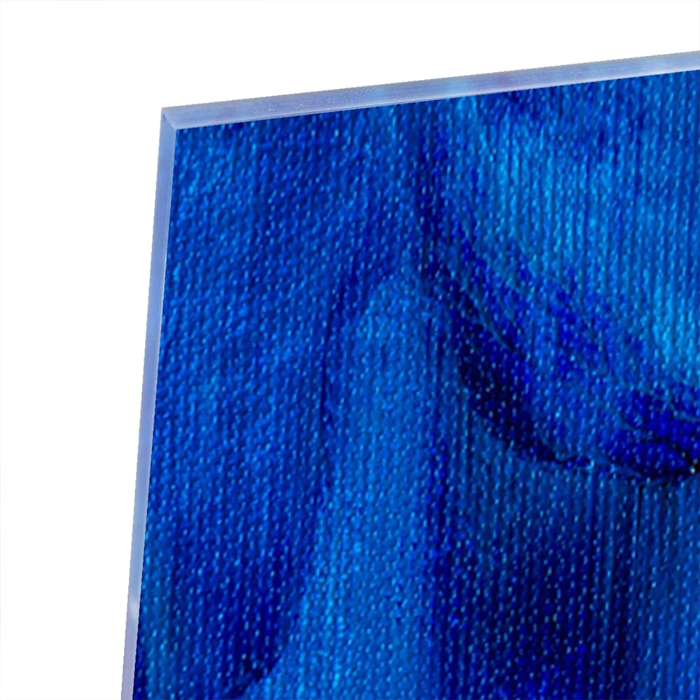 Abstract glazen schilderij in blauw, perfect voor moderne inrichting