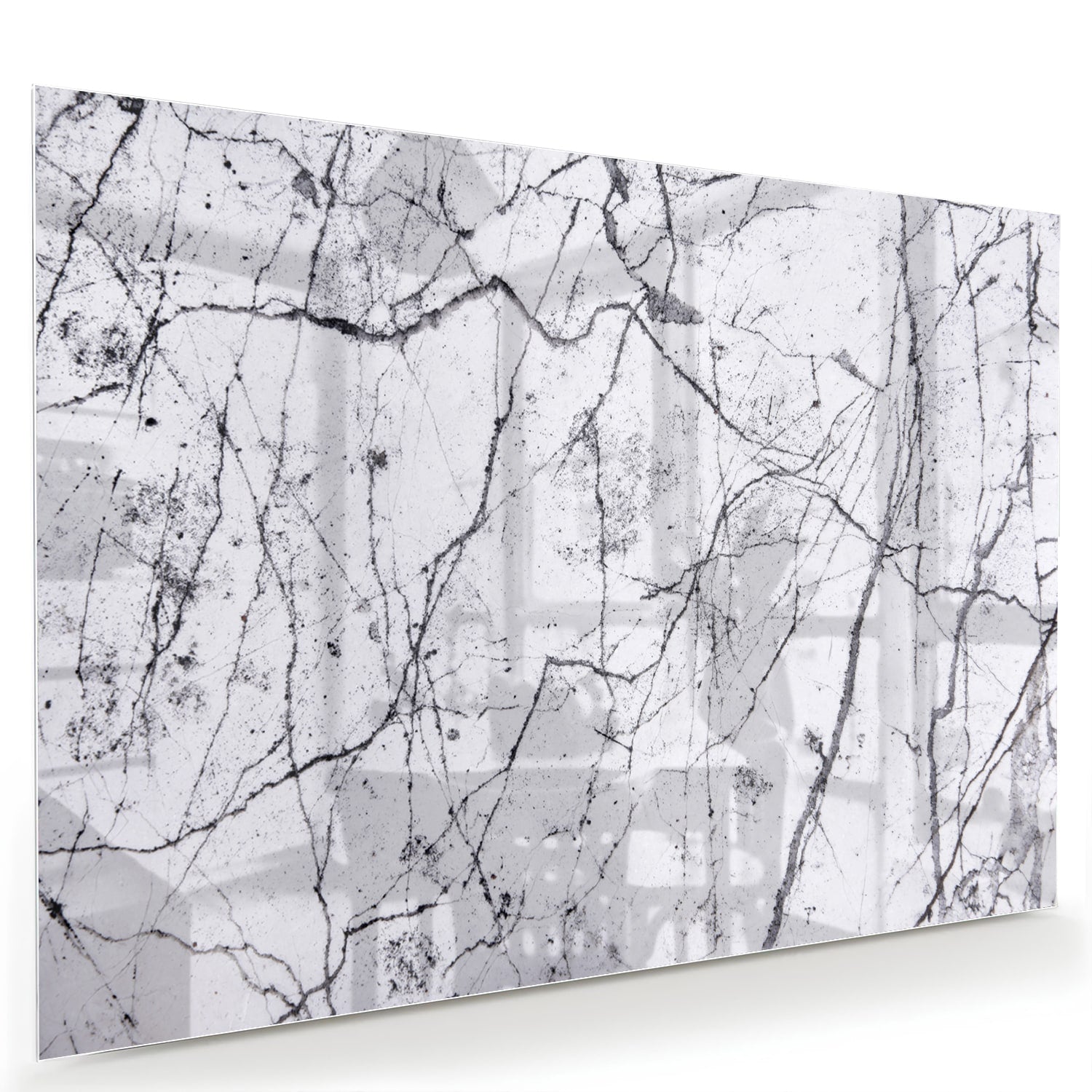 Abstract glazen schilderij met takkenstructuur in zwart-wit