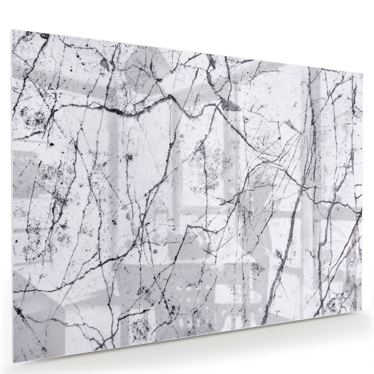 Abstract glazen schilderij met takkenstructuur in zwart-wit