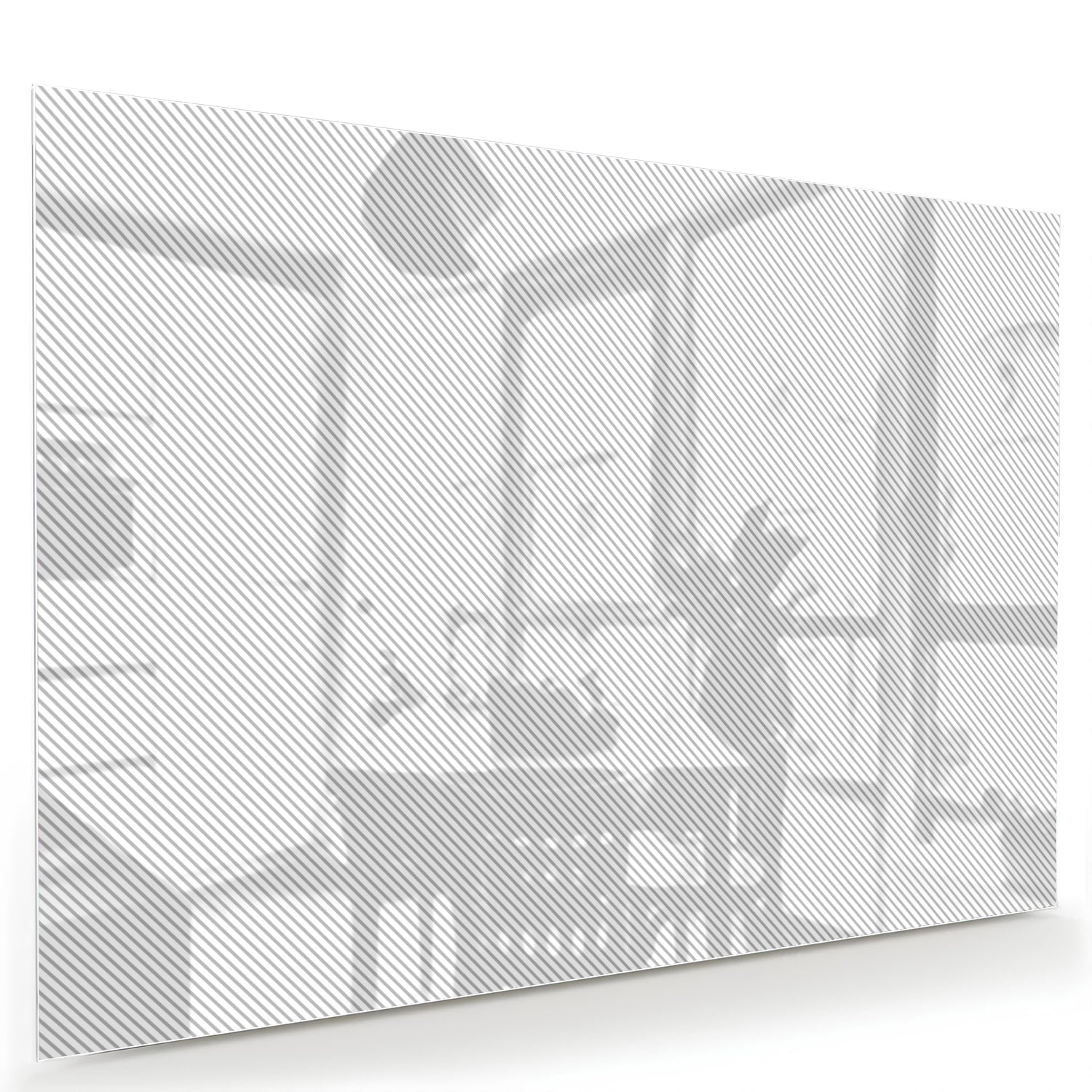 Stijlvol modern glazen schilderij in een lichte woonkamer.