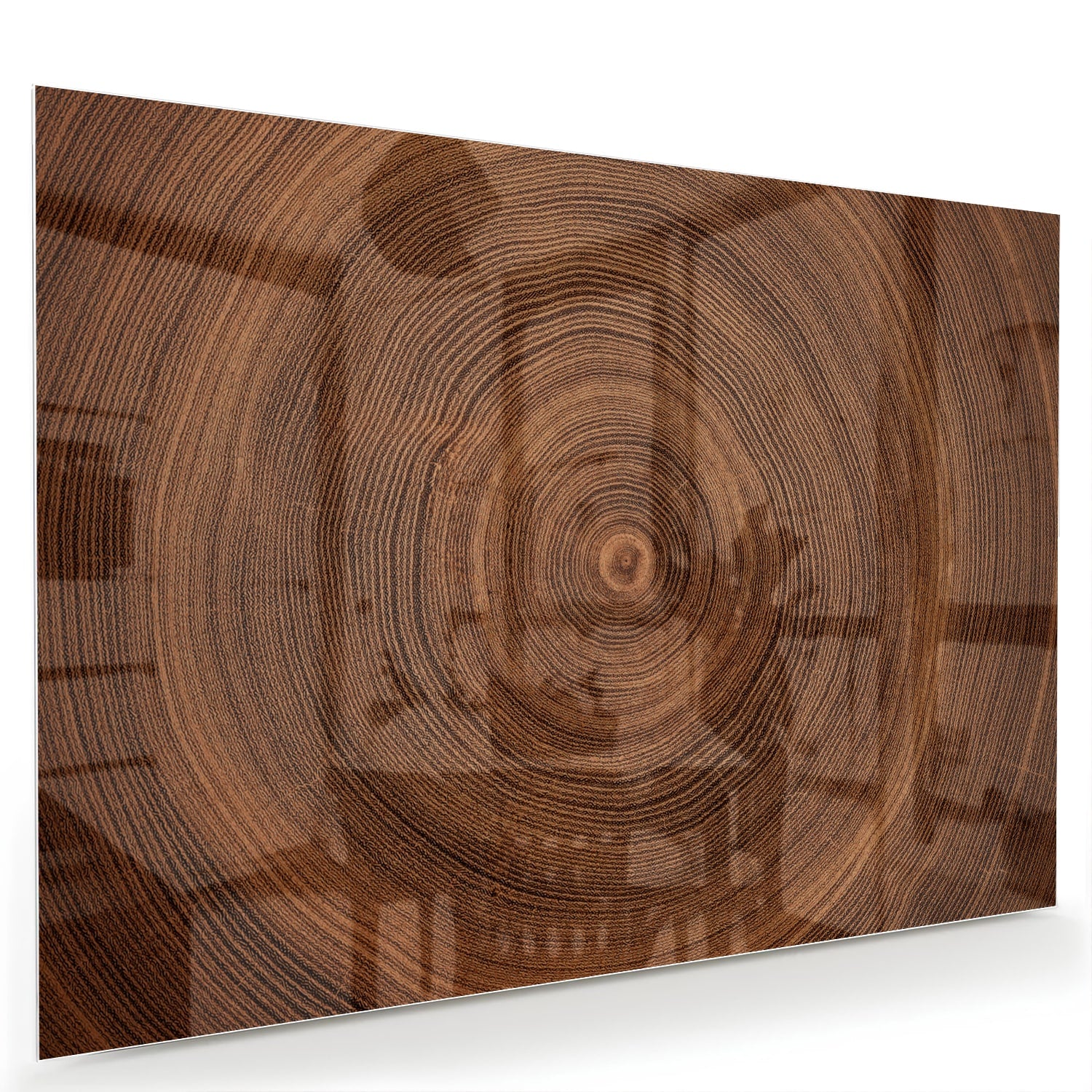 Glazen schilderij met een prachtige houtnerf, perfect voor wanddecoratie.