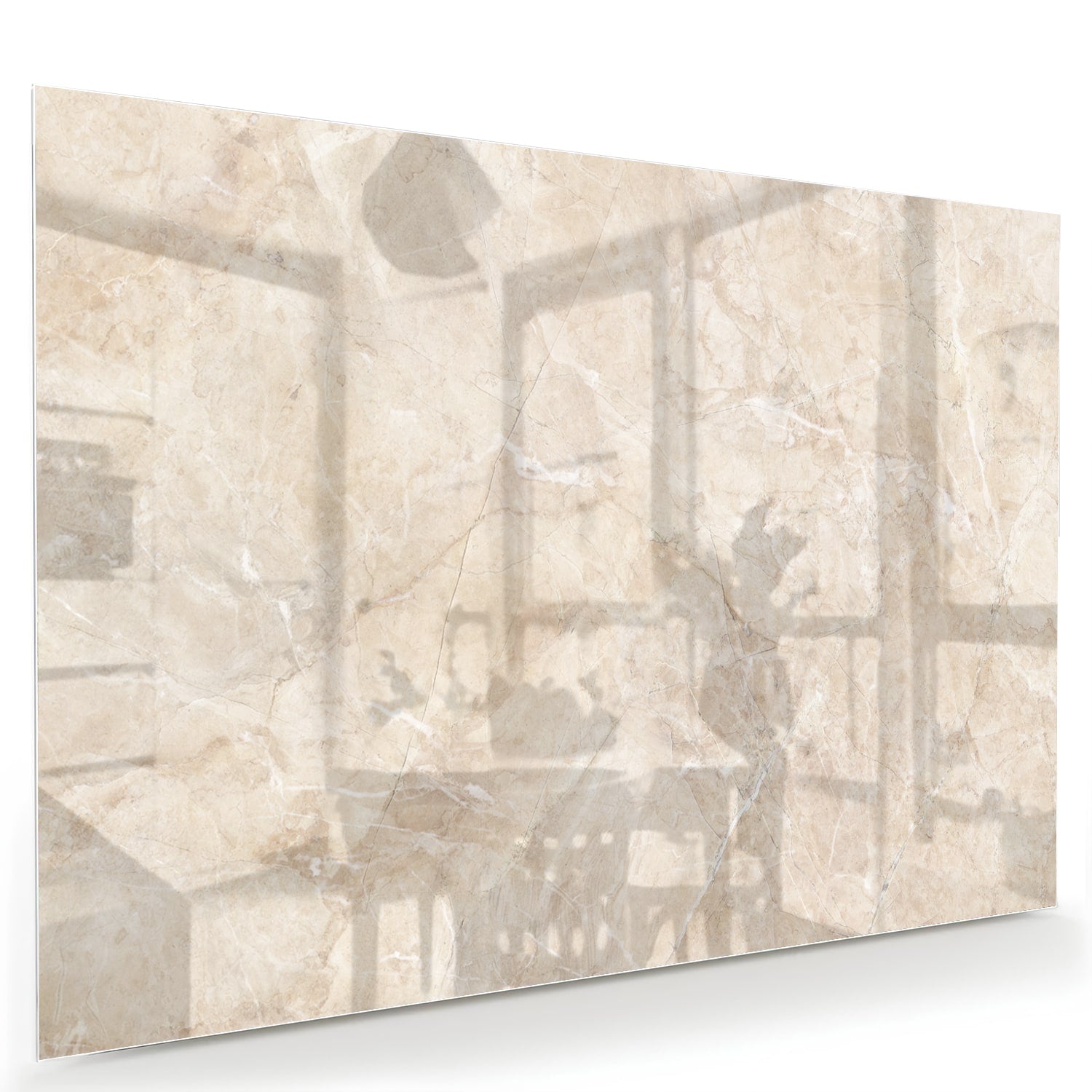 Een elegant glazen schilderij met natuurlijke tinten, perfect voor sfeervolle woonruimtes.