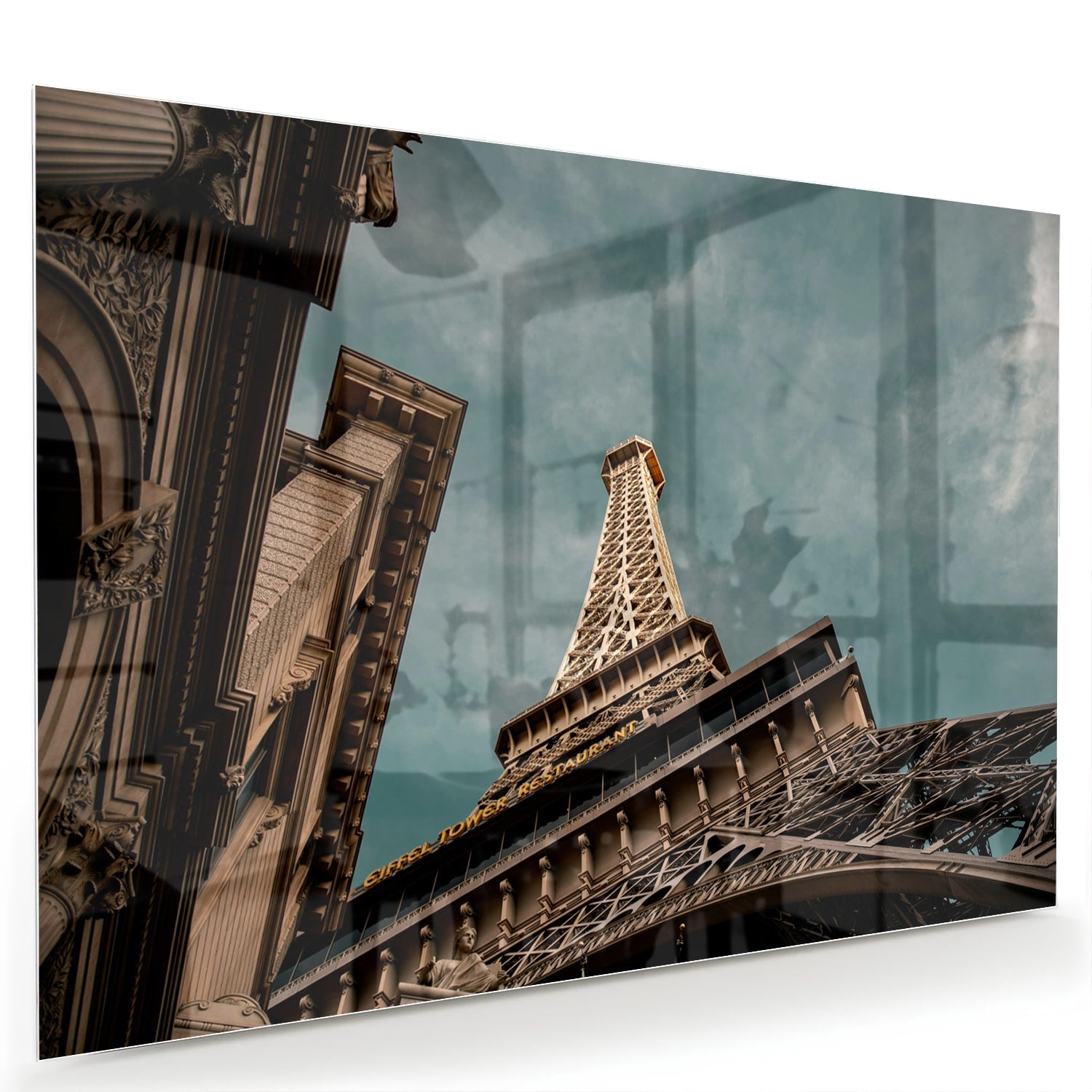 Glas schilderij van de Eiffeltoren met een luxe uitstraling