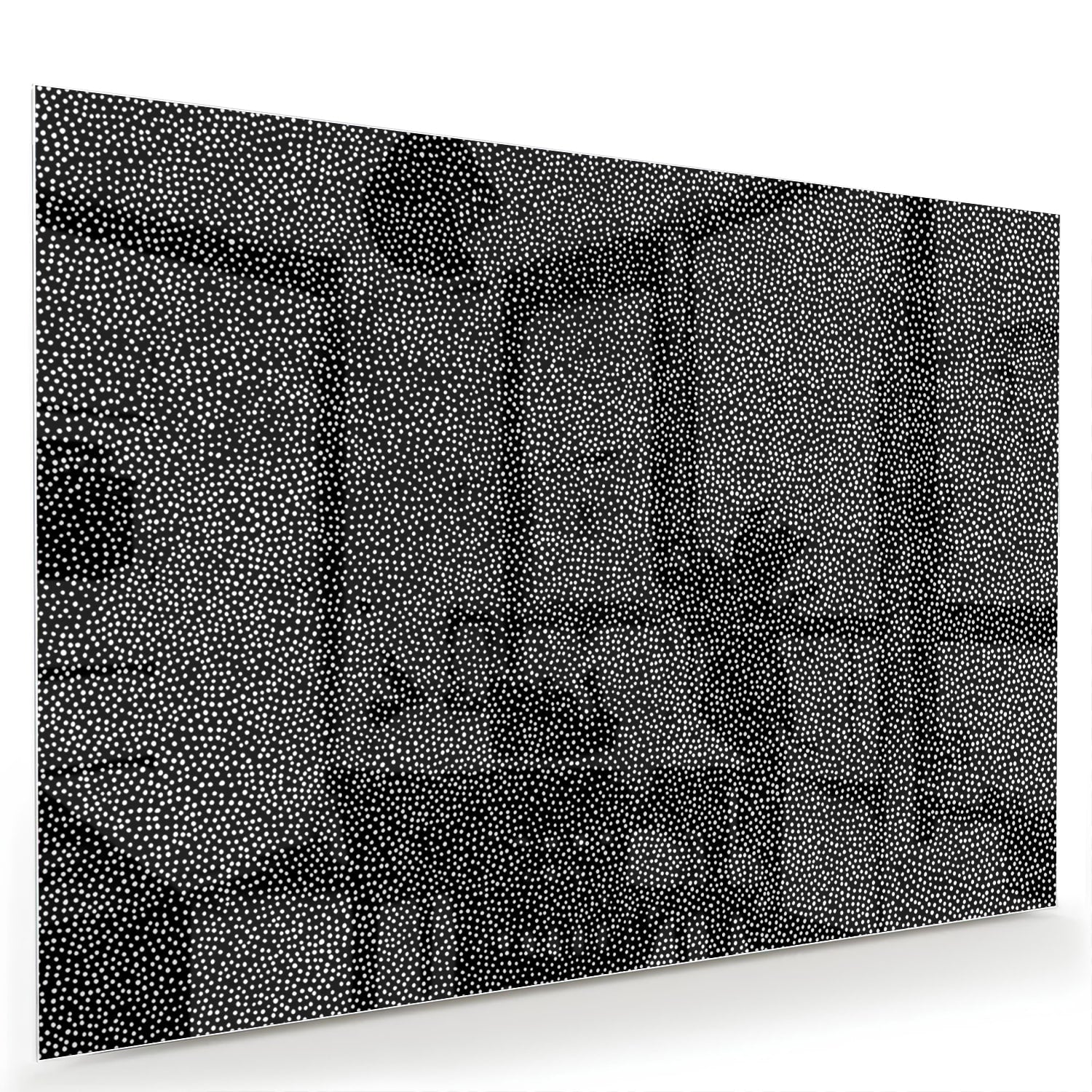 Abstract glazen schilderij in zwart-wit aan de muur