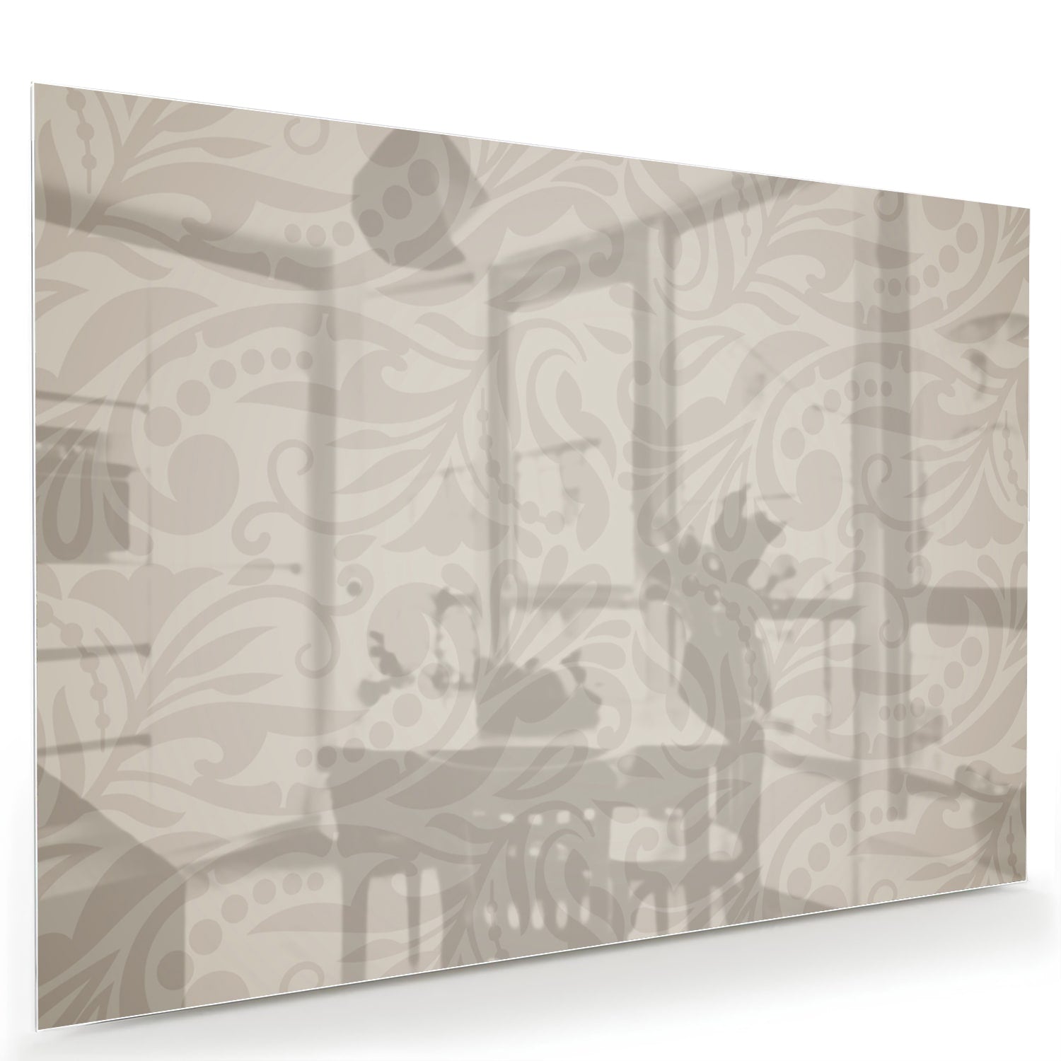 Elegante glazen schilderij met subtiel patroon aan de wand