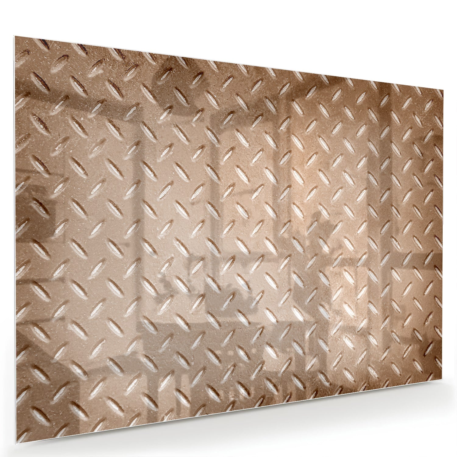 Glazen schilderij met een geometrisch patroon aan de muur in een stijlvolle kamer.