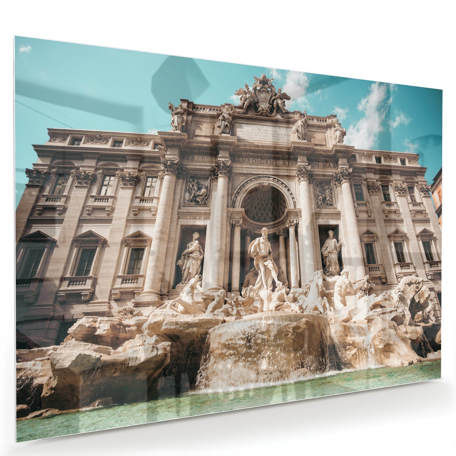 Glazen schilderij van de Trevi-fontein in Rome, prachtig weergegeven.