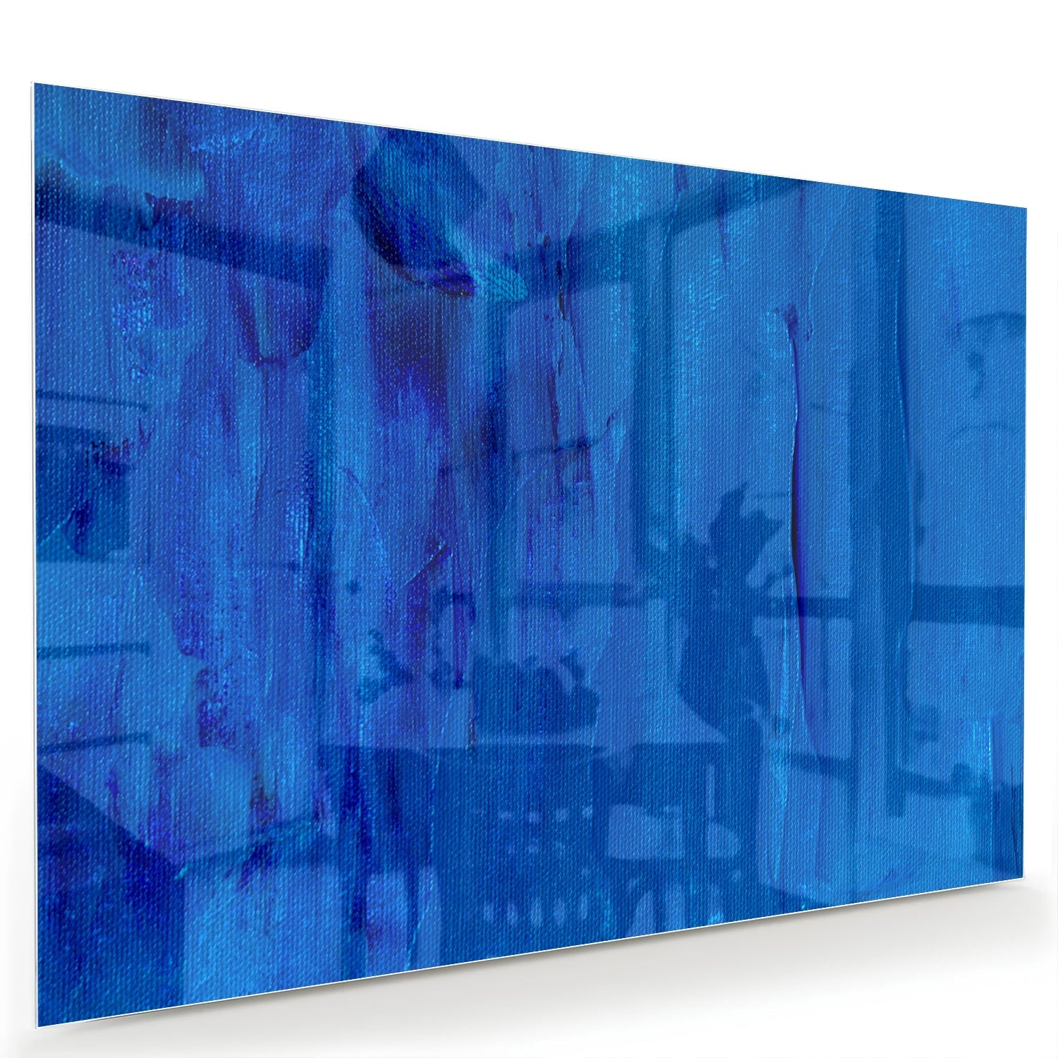 Abstract glazen schilderij in blauw, perfect voor moderne inrichting