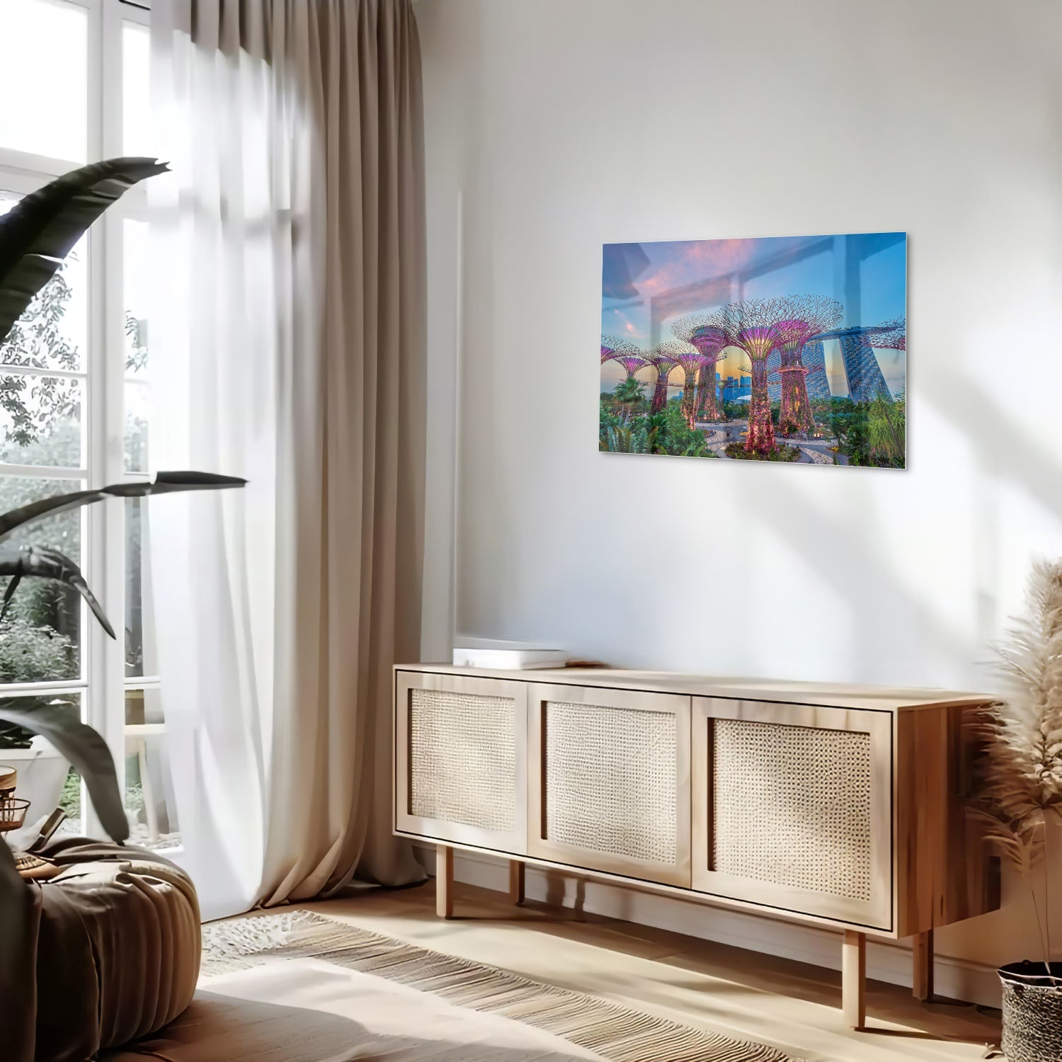 Glazen schilderij van de Boom van het Leven in Singapore met kleurrijke details
