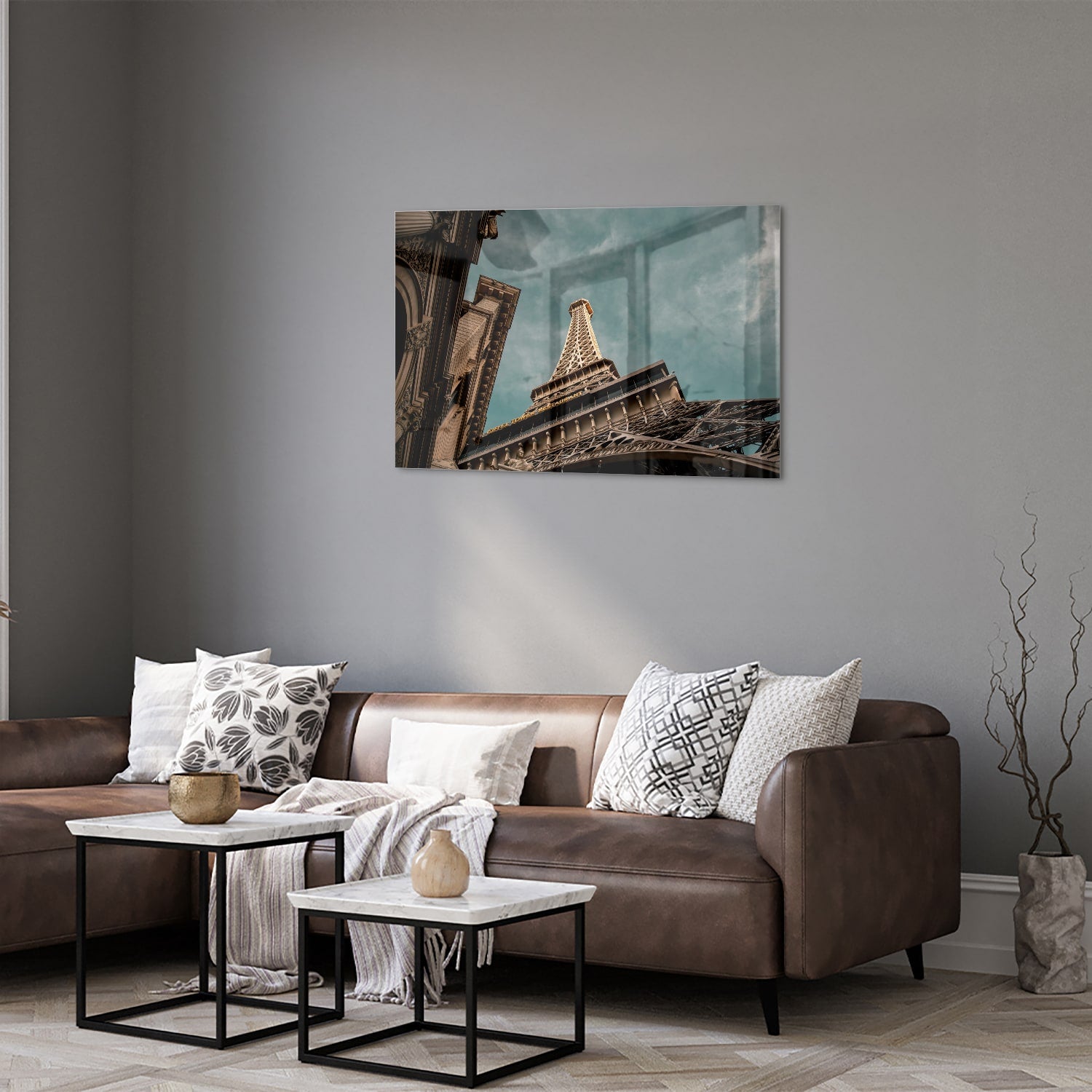 Glas schilderij van de Eiffeltoren met een luxe uitstraling
