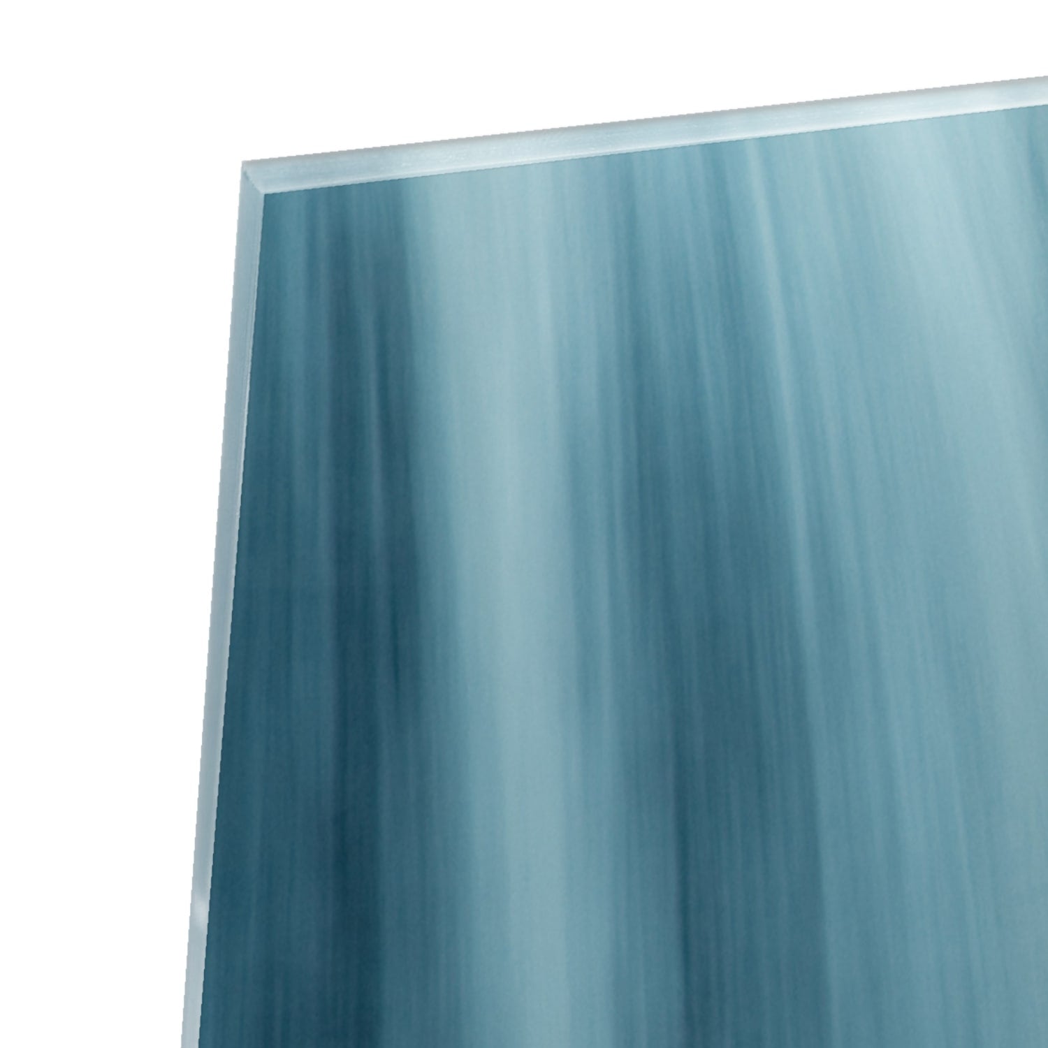Glazen schilderij van watervallen in heldere blauwtinten, prachtig voor in huis.
