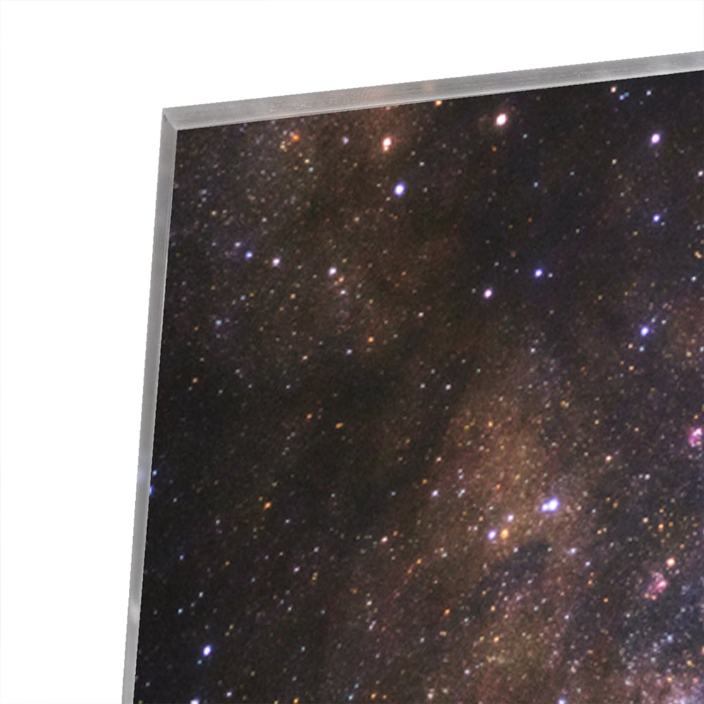 Glazen schilderij van het universum met sterren en nevels