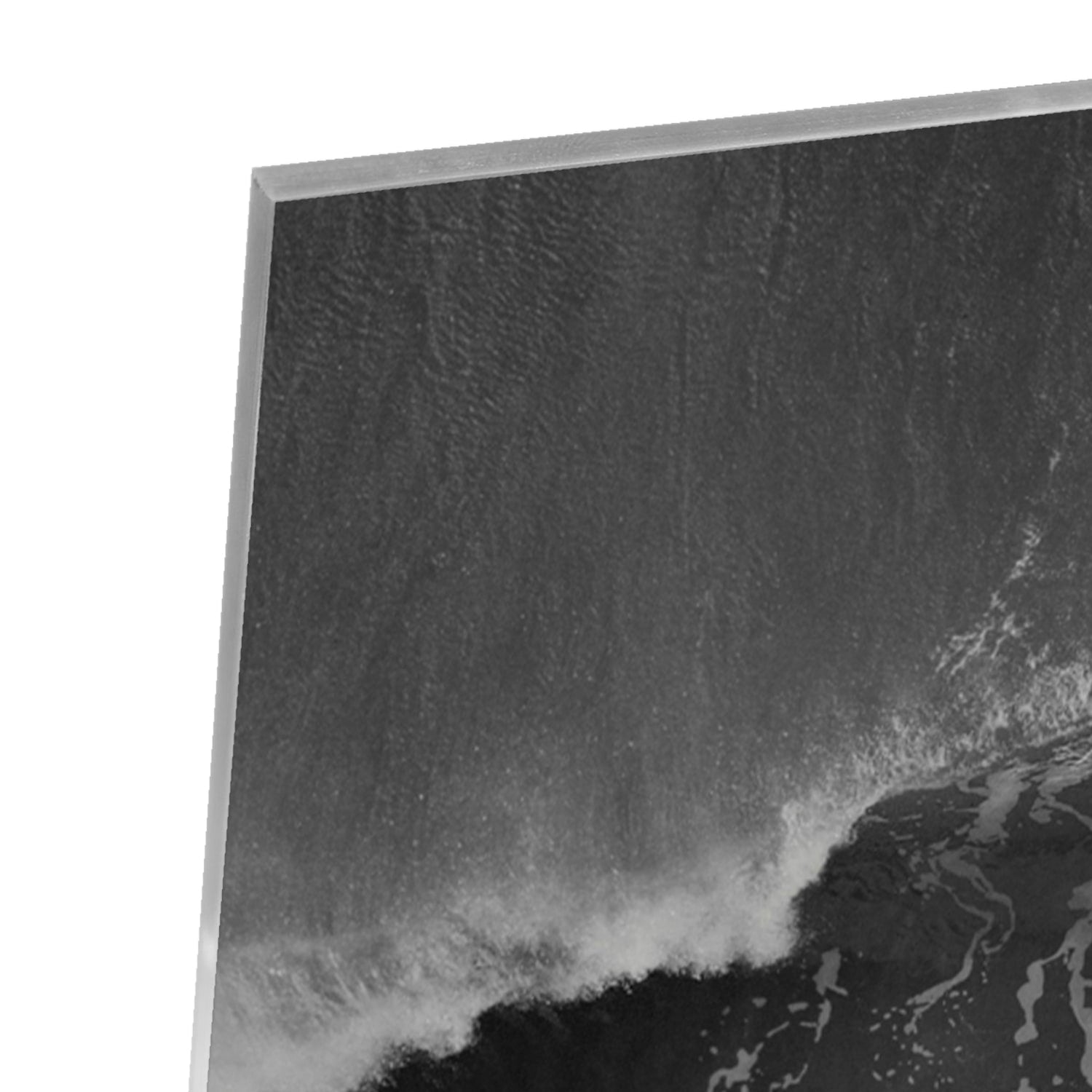 Abstract glazen schilderij in zwart-wit, perfect voor moderne interieurs.