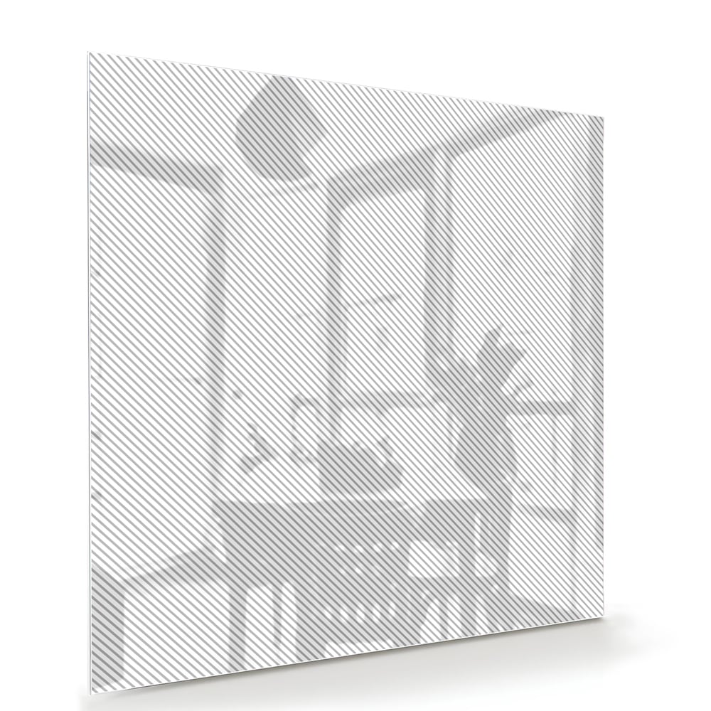 Stijlvol modern glazen schilderij in een lichte woonkamer.