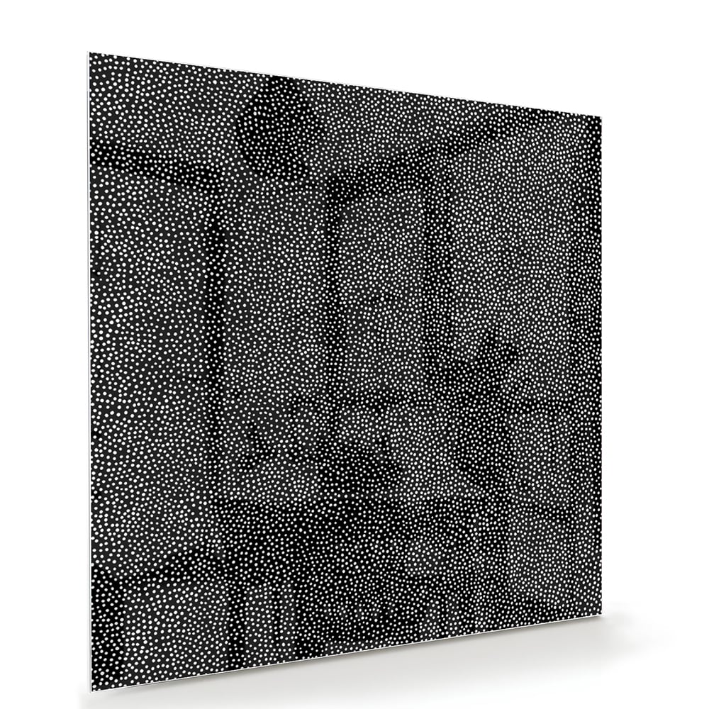 Abstract glazen schilderij in zwart-wit aan de muur