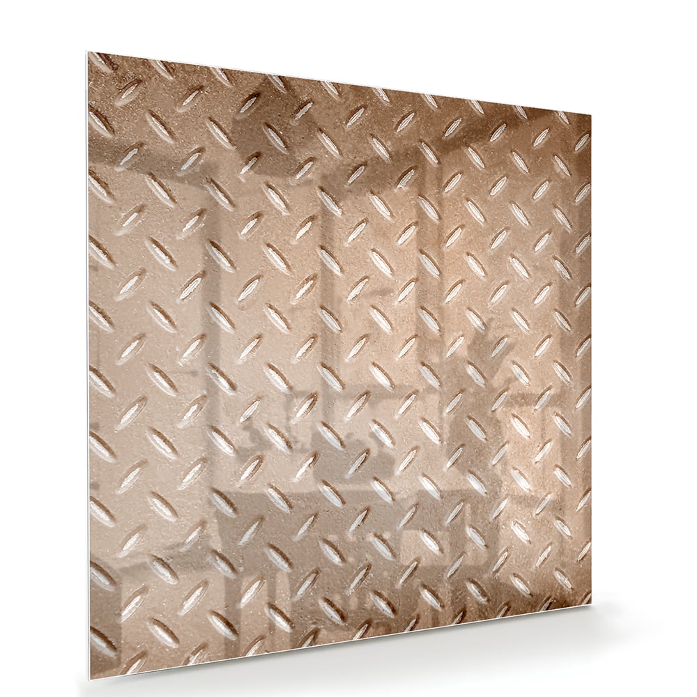 Glazen schilderij met een geometrisch patroon aan de muur in een stijlvolle kamer.
