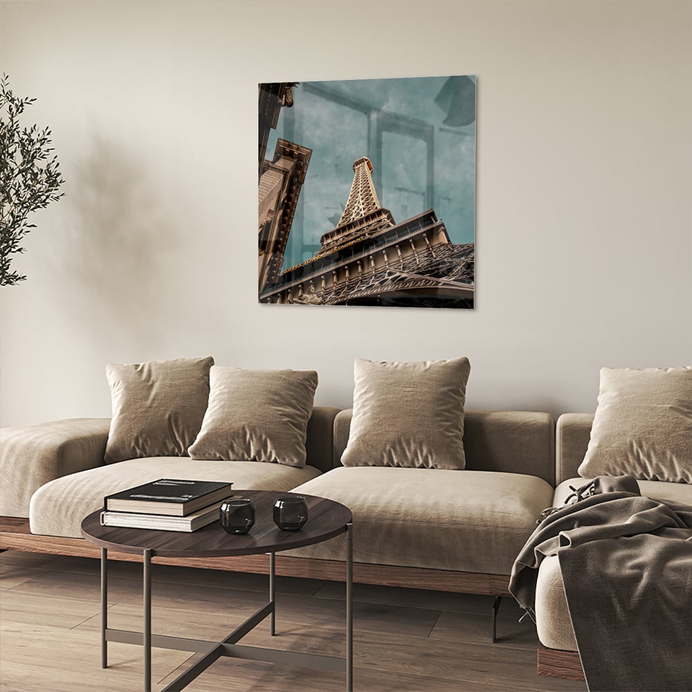 Glas schilderij van de Eiffeltoren met een luxe uitstraling