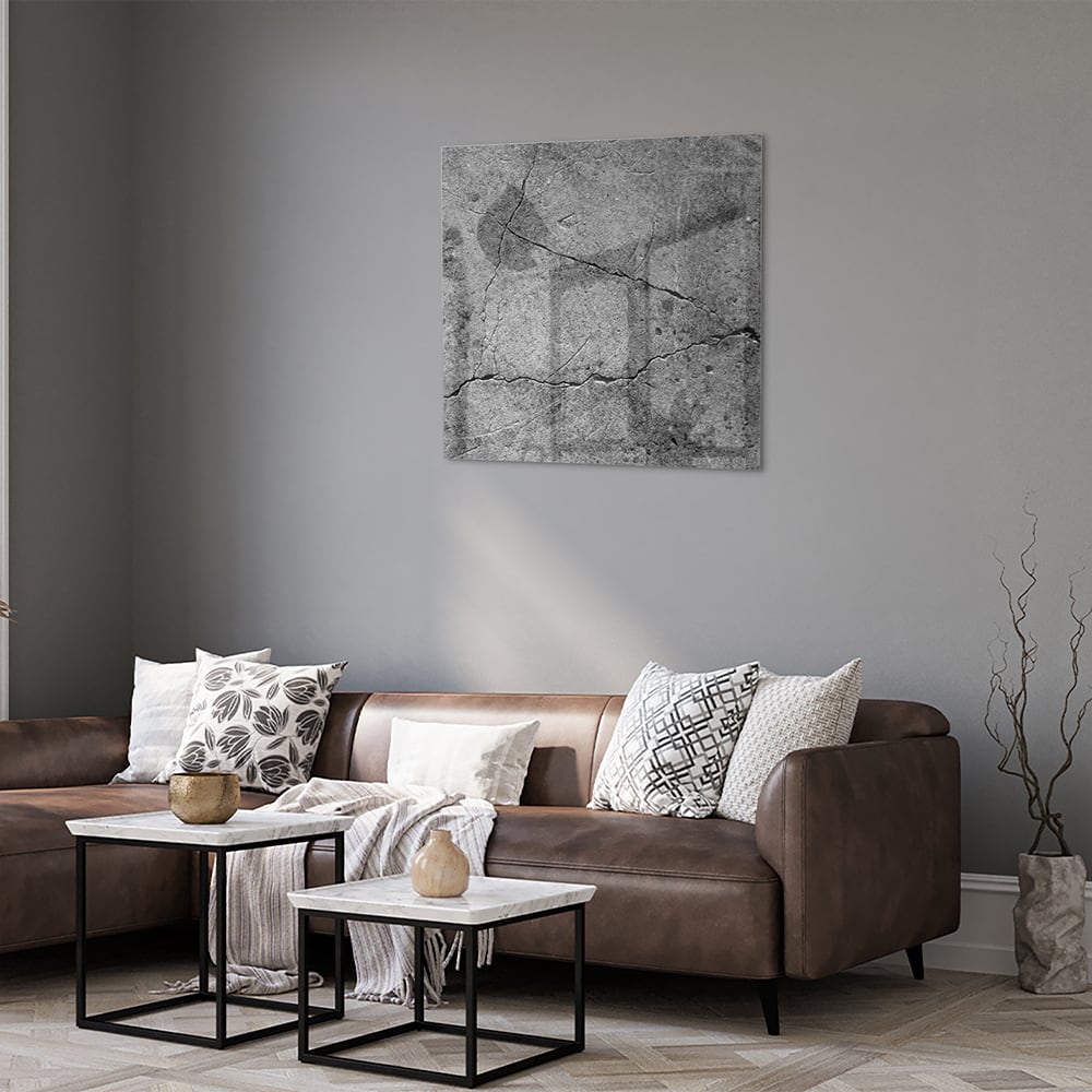 Abstract glazen schilderij met unieke structuur en lijnen.