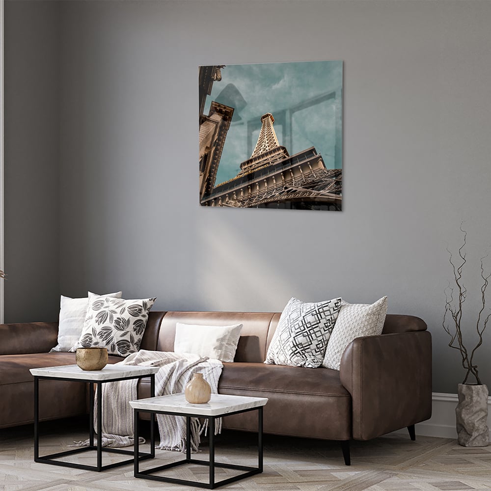 Glas schilderij van de Eiffeltoren met een luxe uitstraling