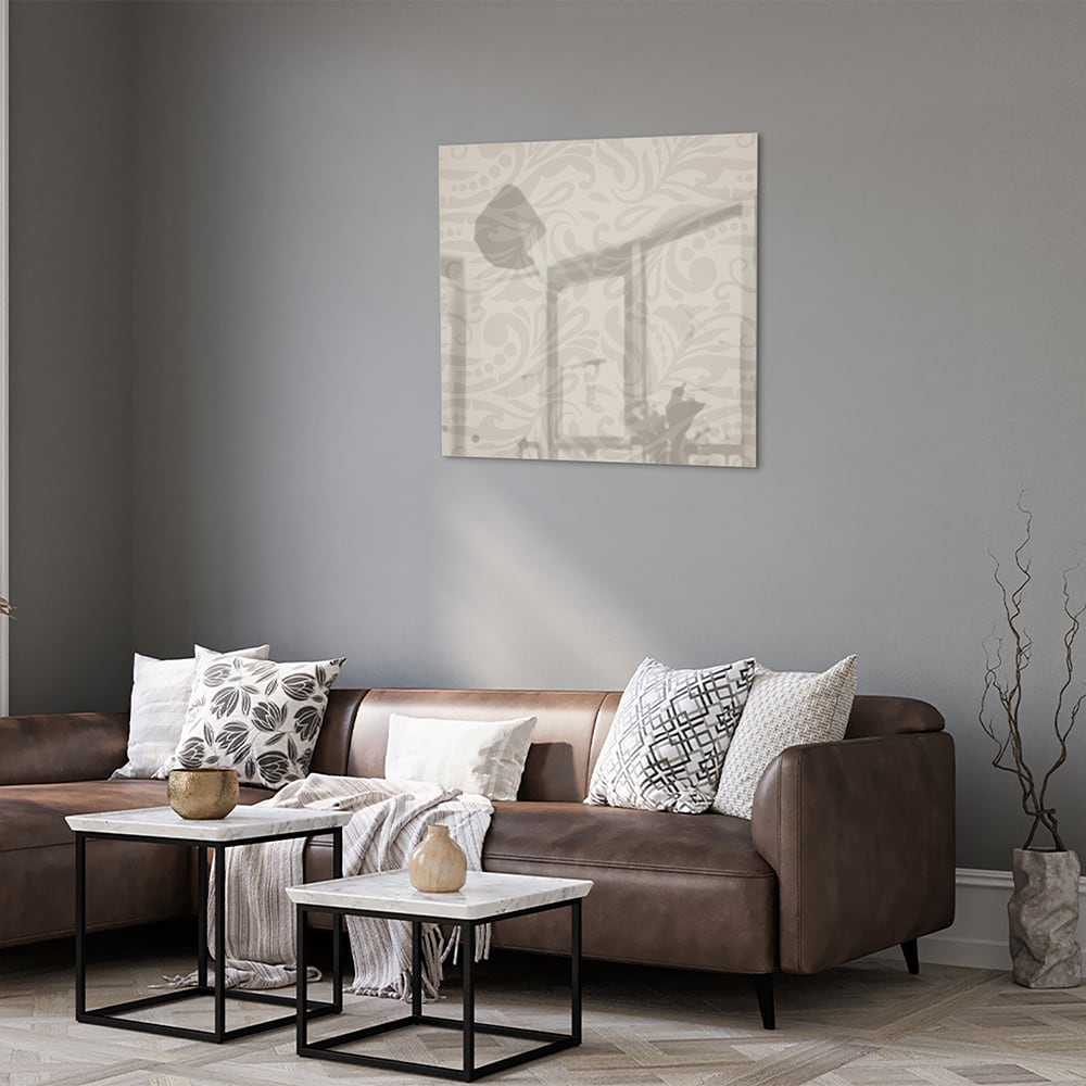 Elegante glazen schilderij met subtiel patroon aan de wand