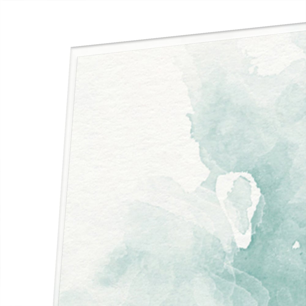 Abstract glazen schilderij in aquablauw kleur, past mooi in een modern interieur.