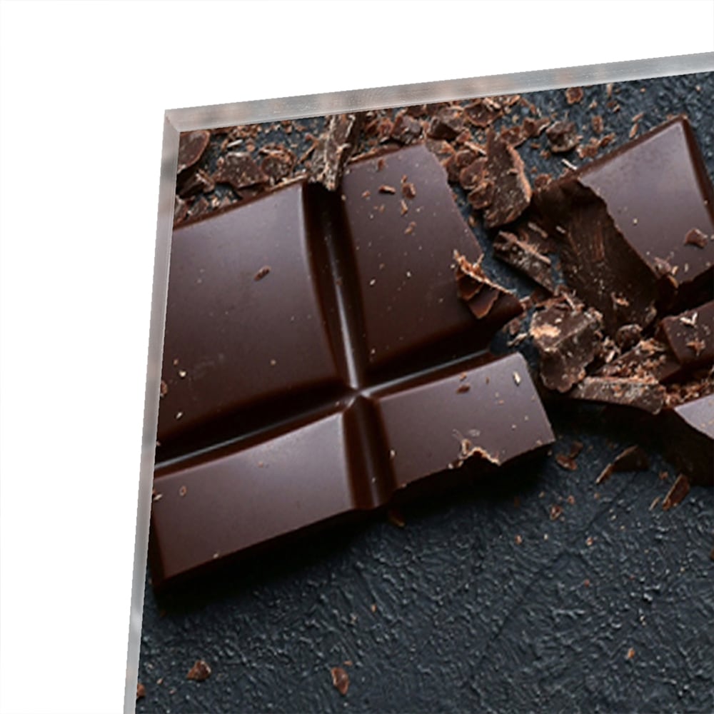Glazen schilderij met chocolade in een moderne woonkamer