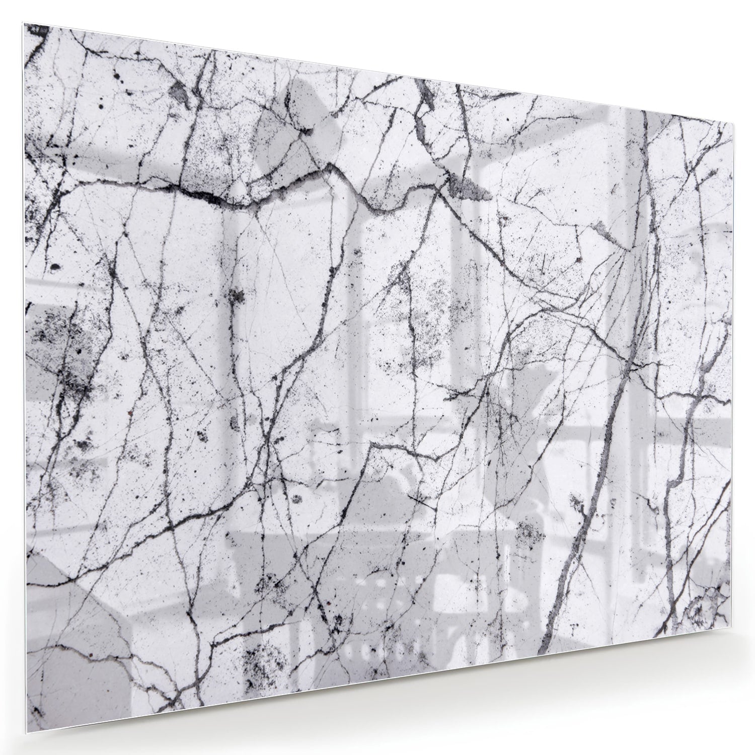 Abstract glazen schilderij met takkenstructuur in zwart-wit