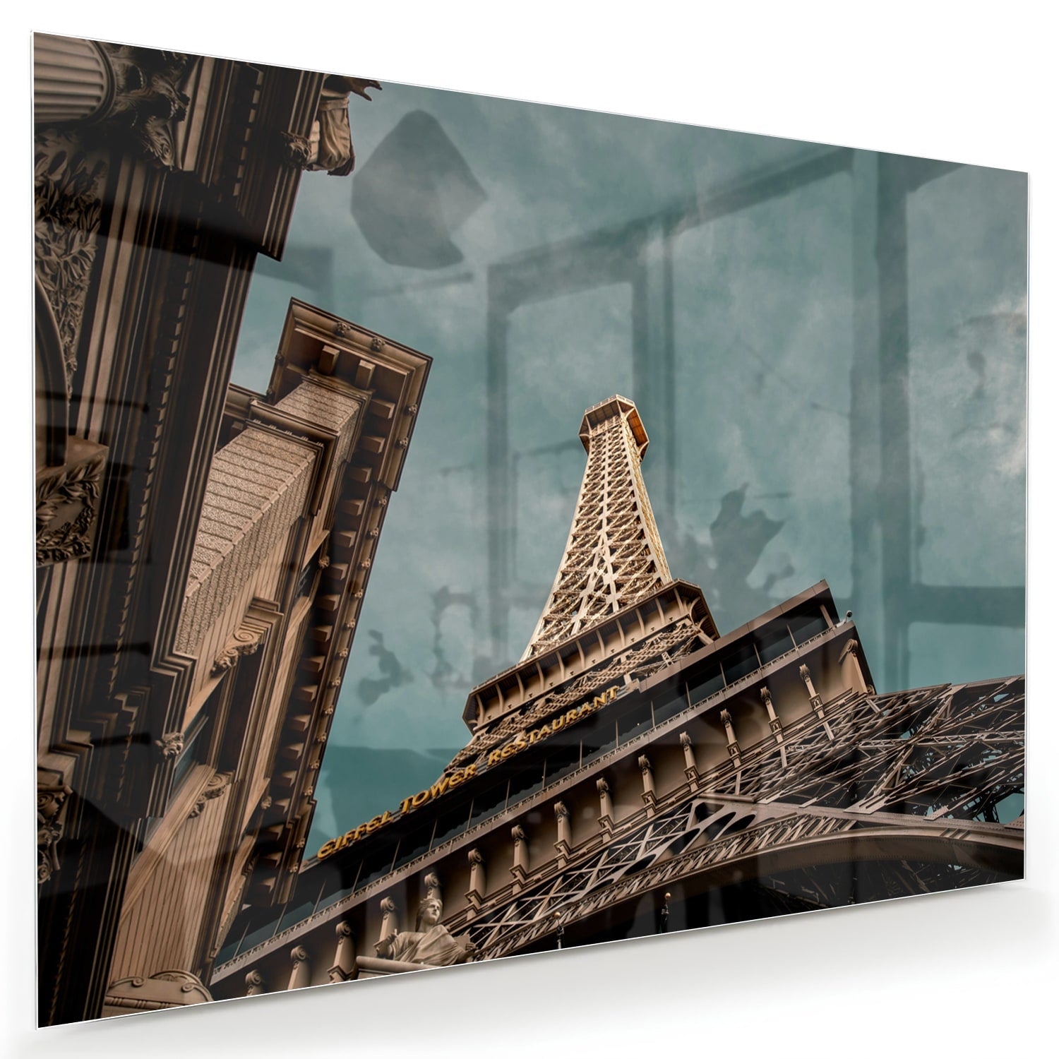 Glas schilderij van de Eiffeltoren met een luxe uitstraling