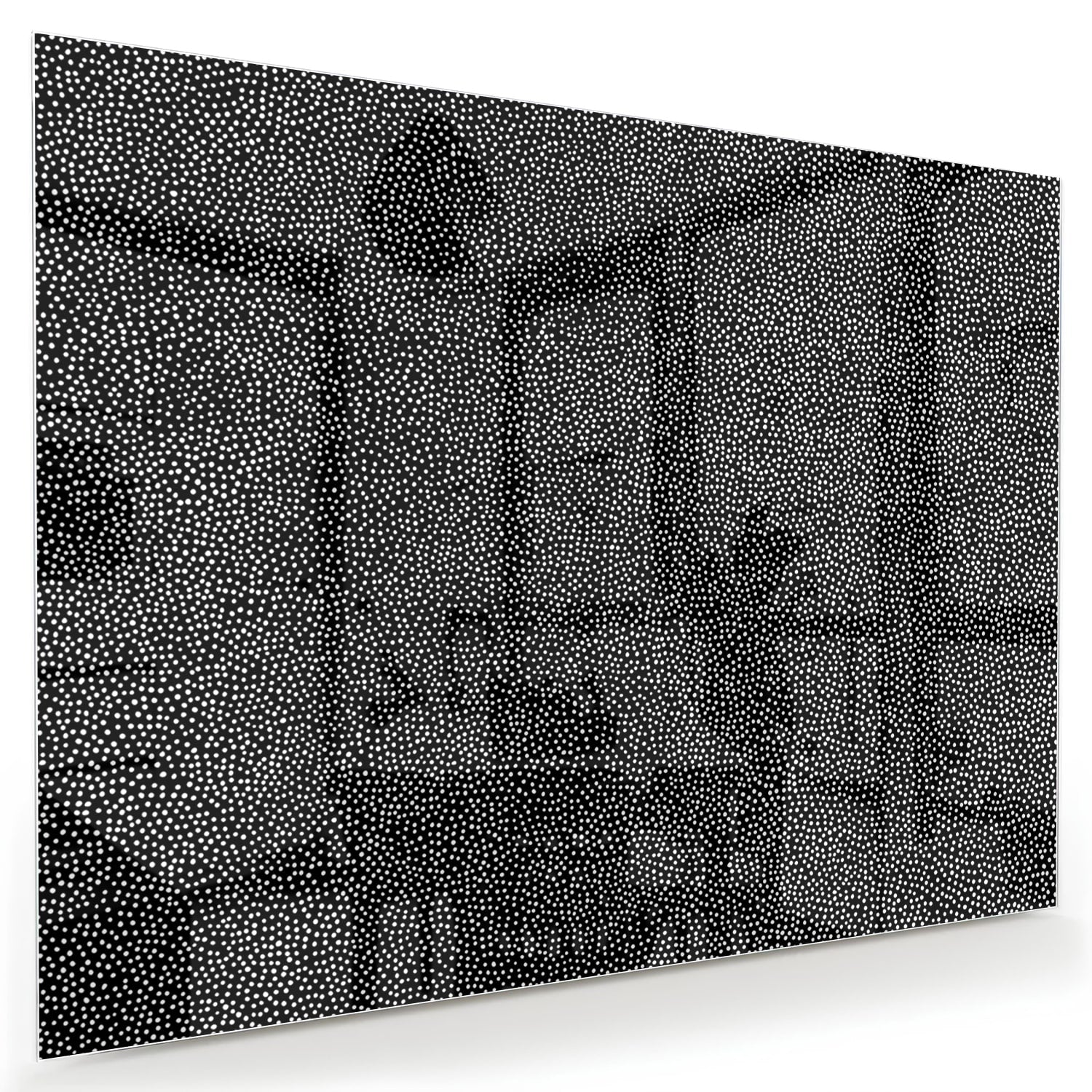 Abstract glazen schilderij in zwart-wit aan de muur