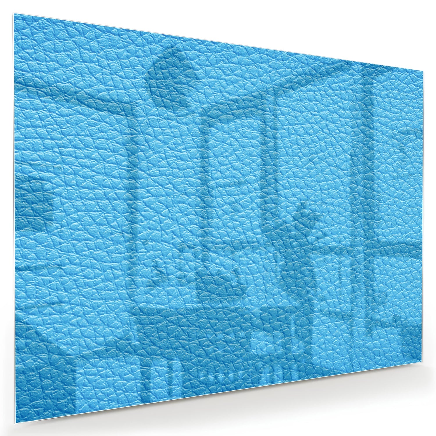 Blauw glazen schilderij met unieke textuur aan de muur in een moderne woonkamer