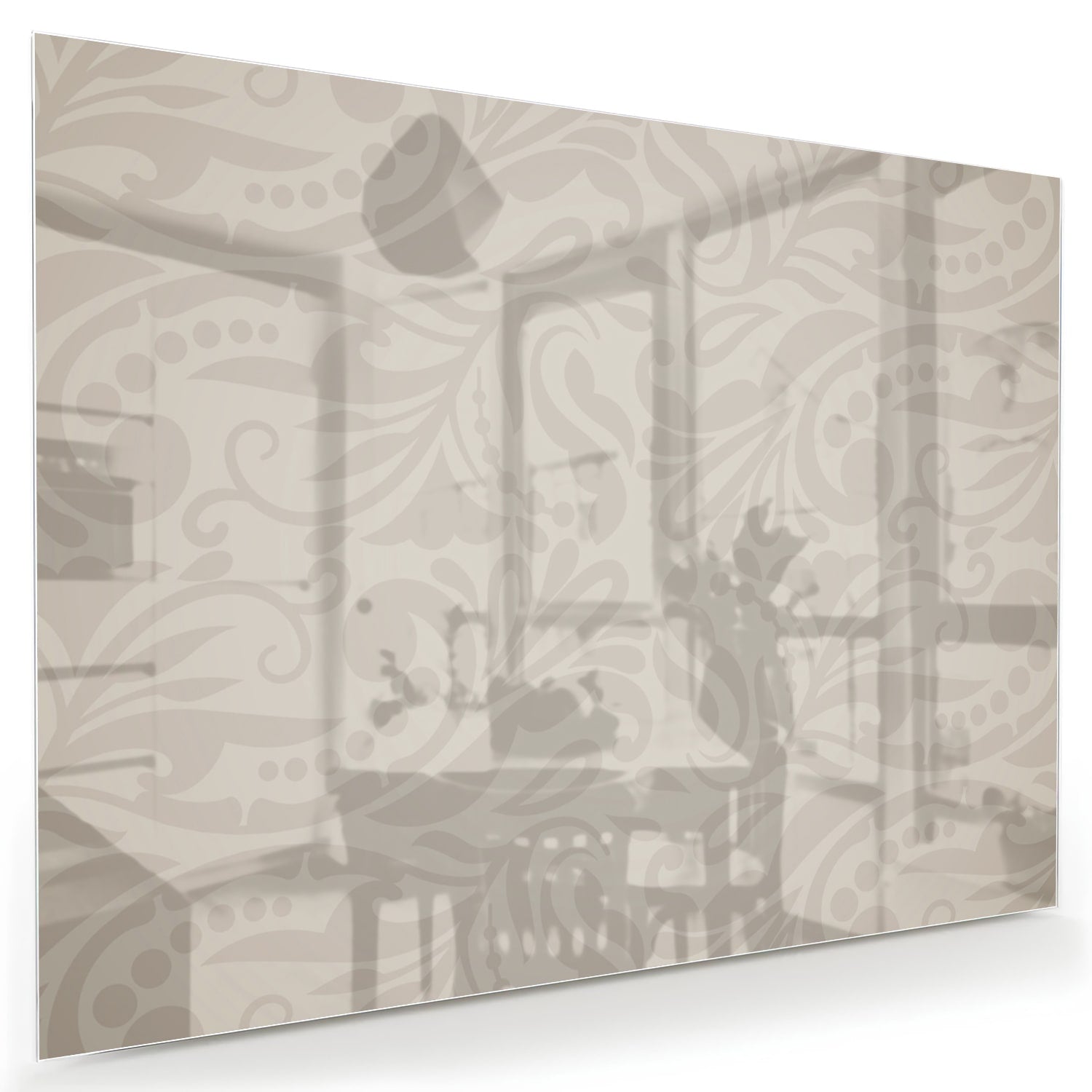 Elegante glazen schilderij met subtiel patroon aan de wand