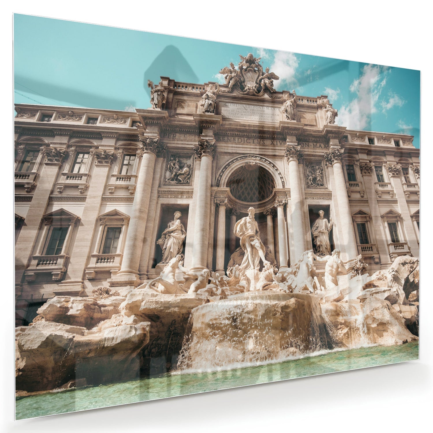 Glazen schilderij van de Trevi-fontein in Rome, prachtig weergegeven.