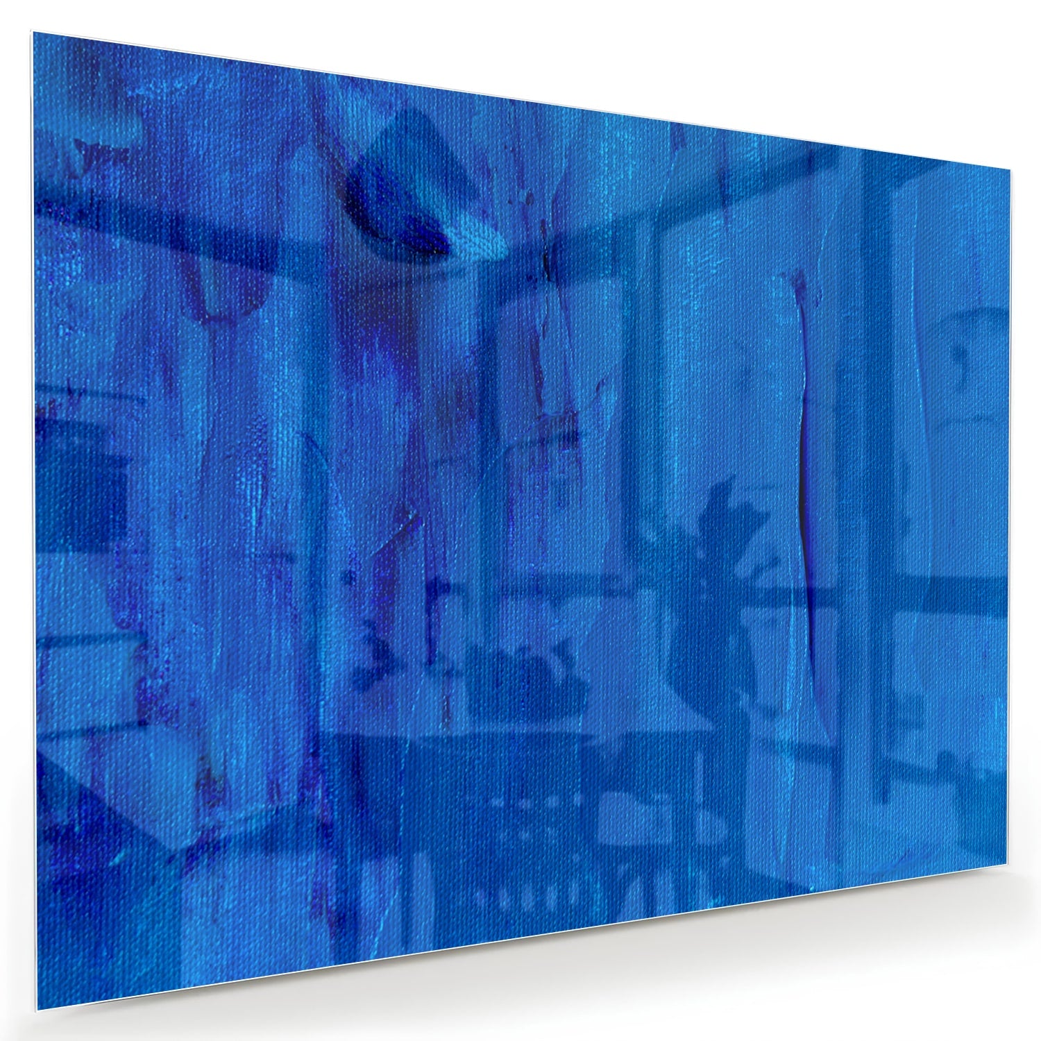 Abstract glazen schilderij in blauw, perfect voor moderne inrichting