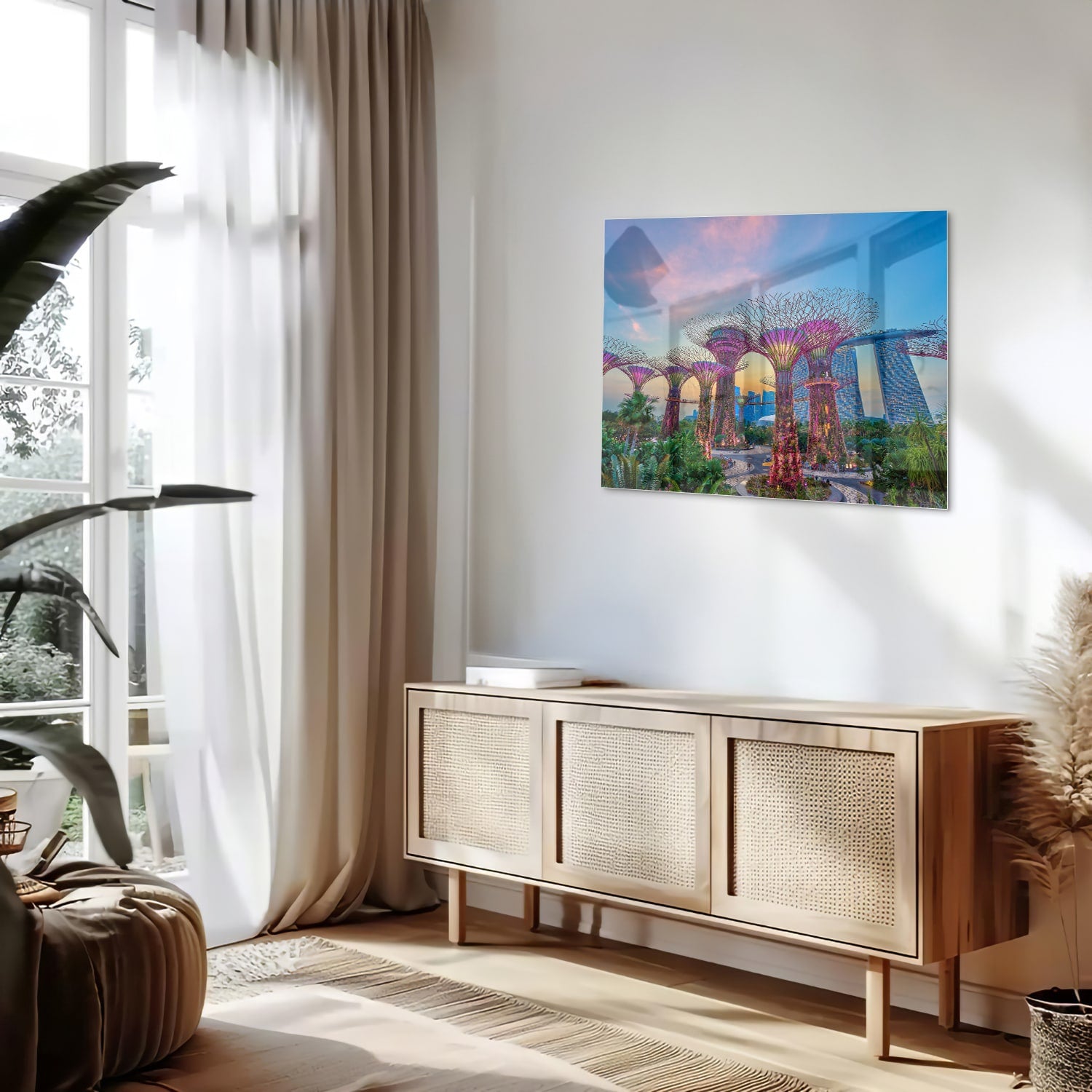 Glazen schilderij van de Boom van het Leven in Singapore met kleurrijke details