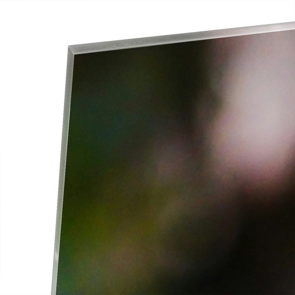 Glazen schilderij van een blauwe ara, ideaal voor wanddecoratie.