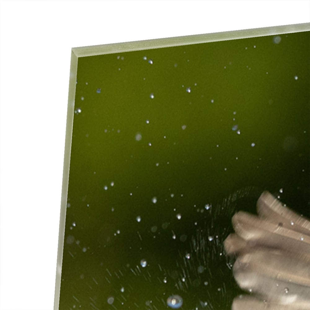 Glazen schilderij van een ijsvogel die in het water duikt