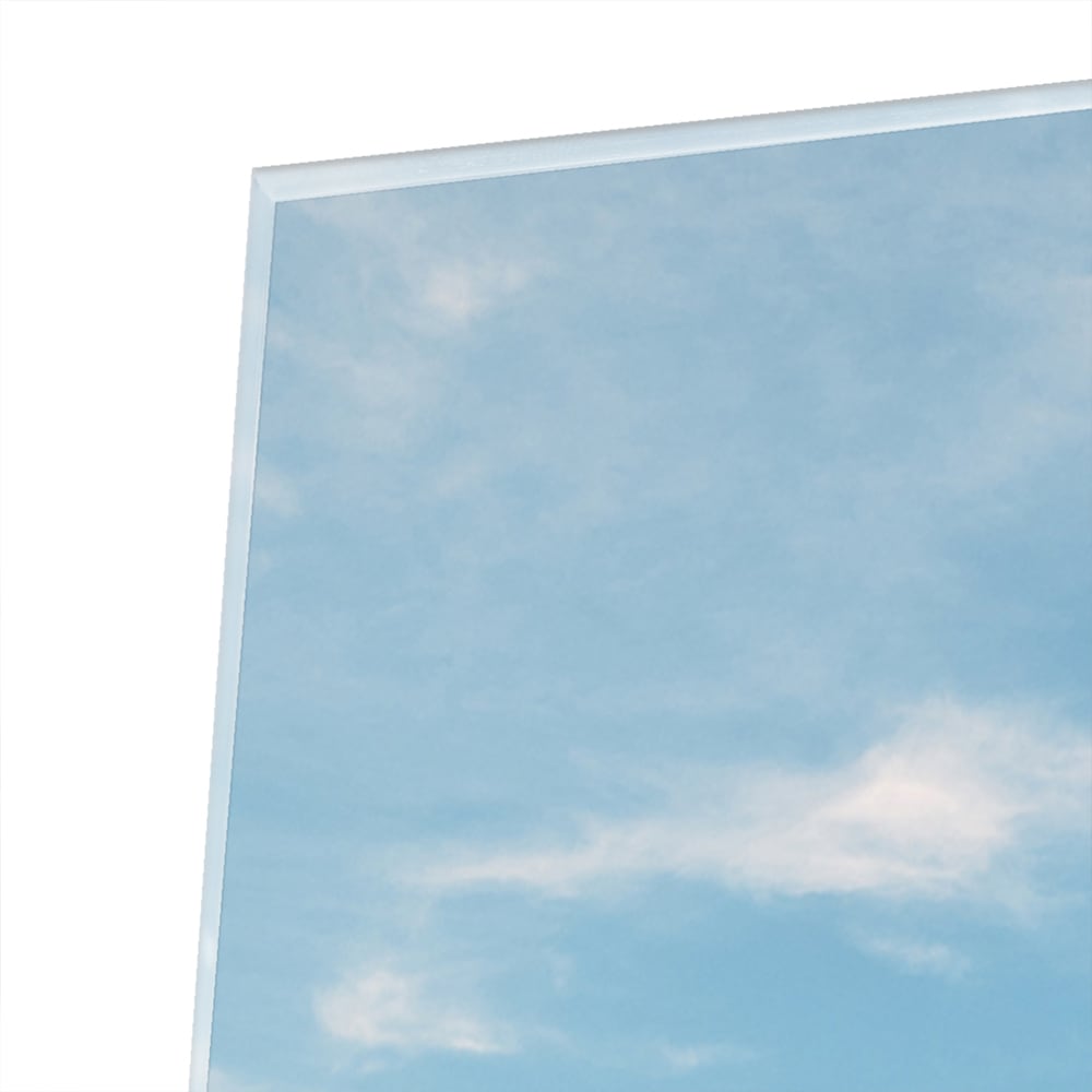 Glazen schilderij met duinen en een heldere blauwe lucht