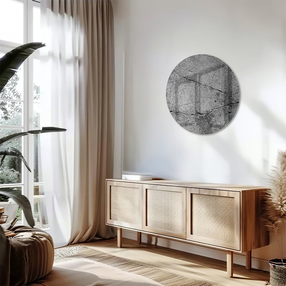 Abstract glazen schilderij met unieke structuur en lijnen.